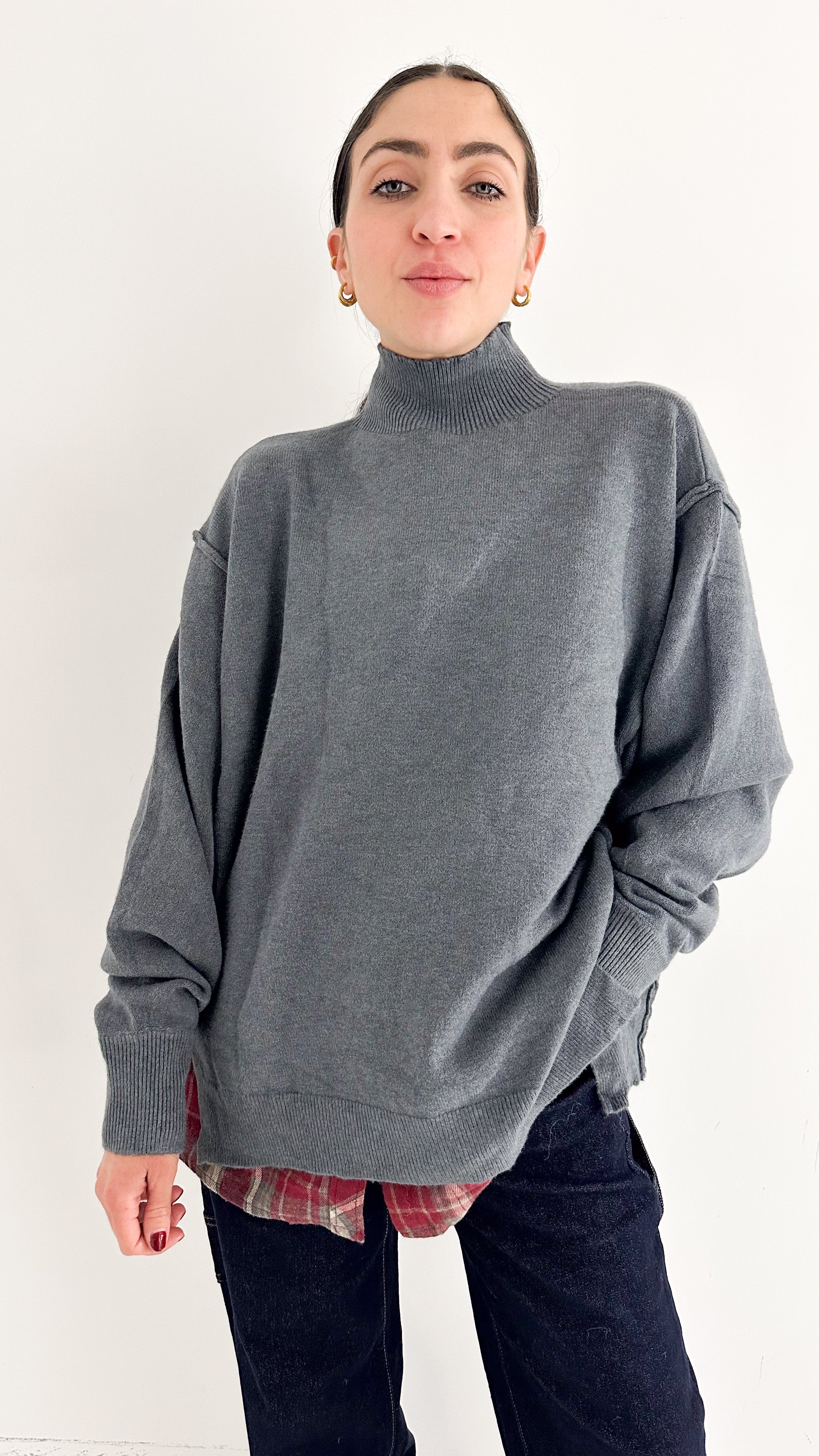 Pull Grigio Manica A Sbuffo