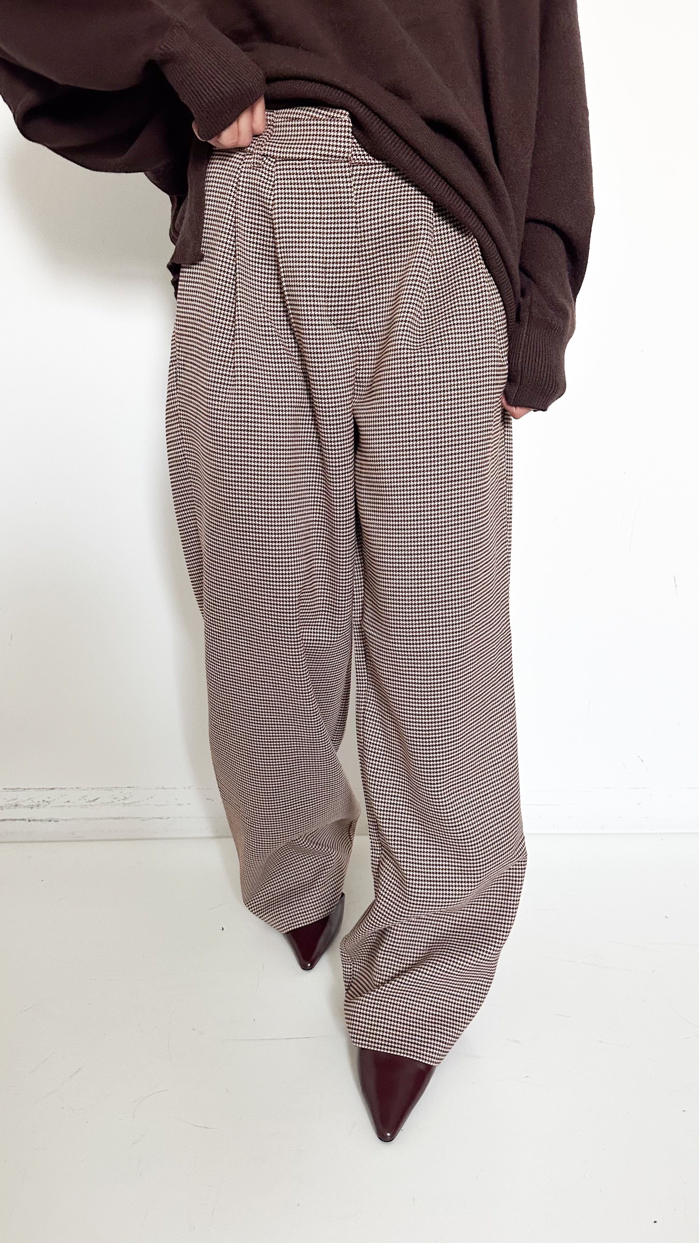 Pantaloni Pied de Poule Loose