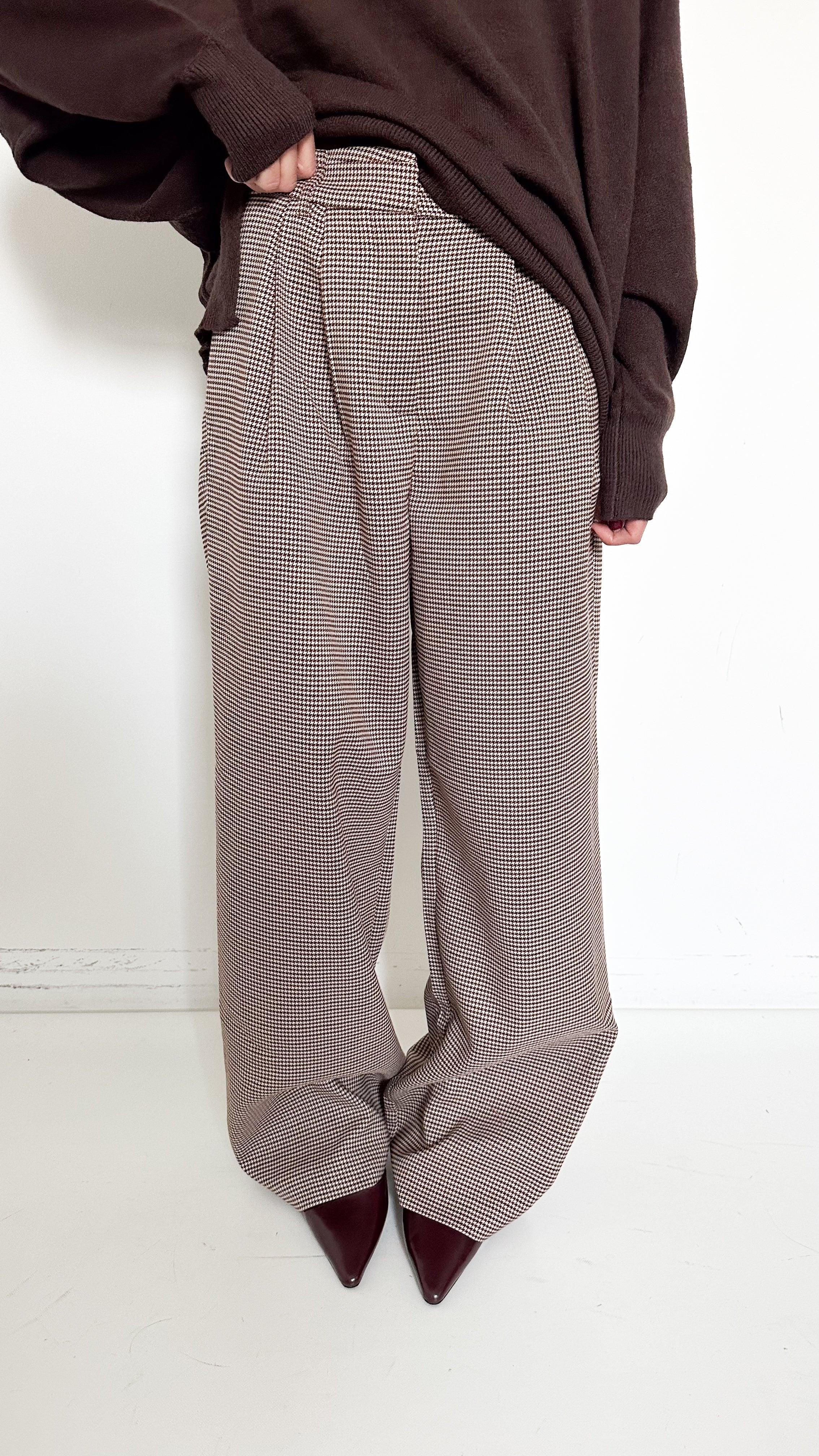 Pantaloni Pied de Poule Loose