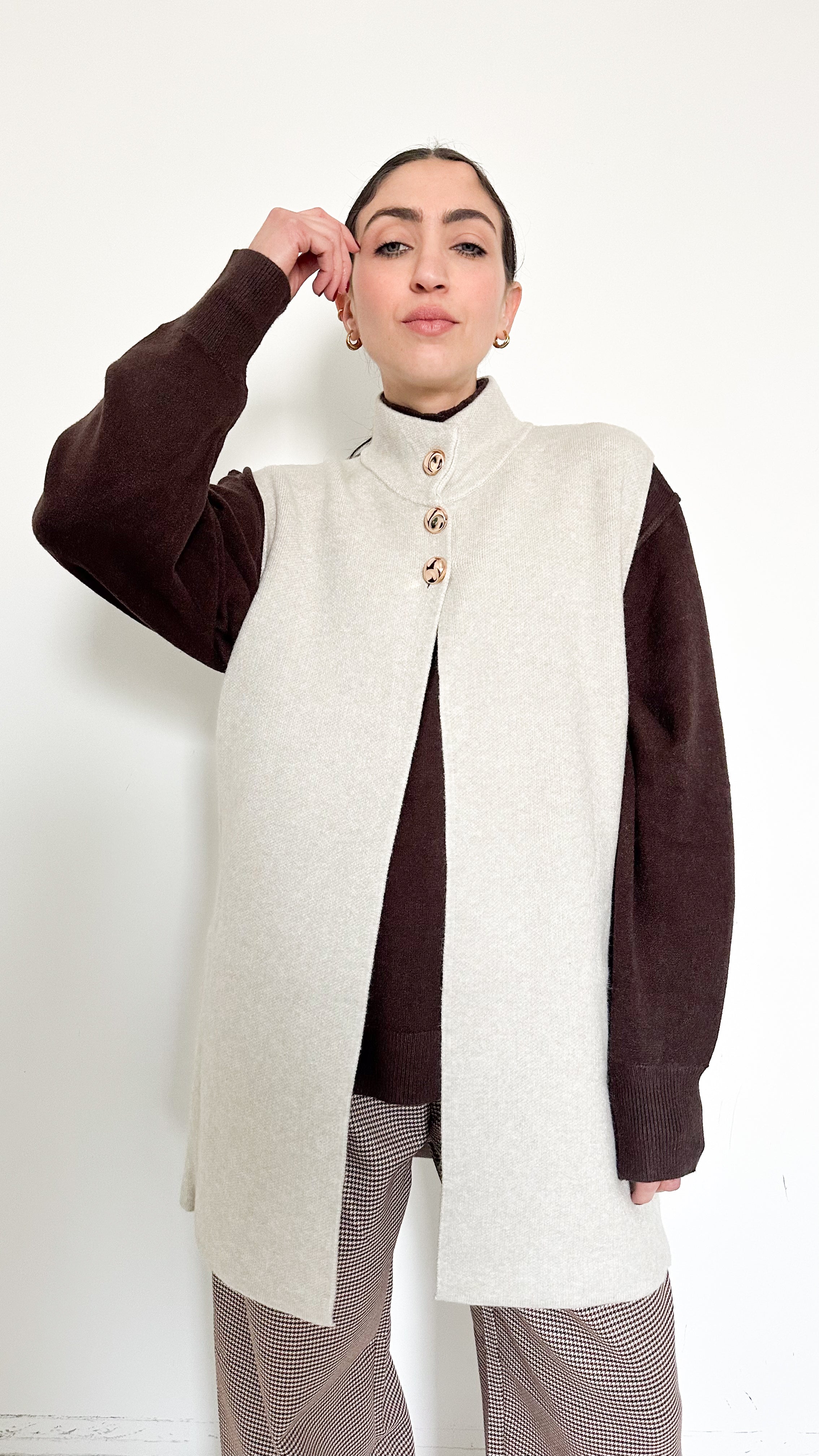 Gilet Beige Con Dettagli