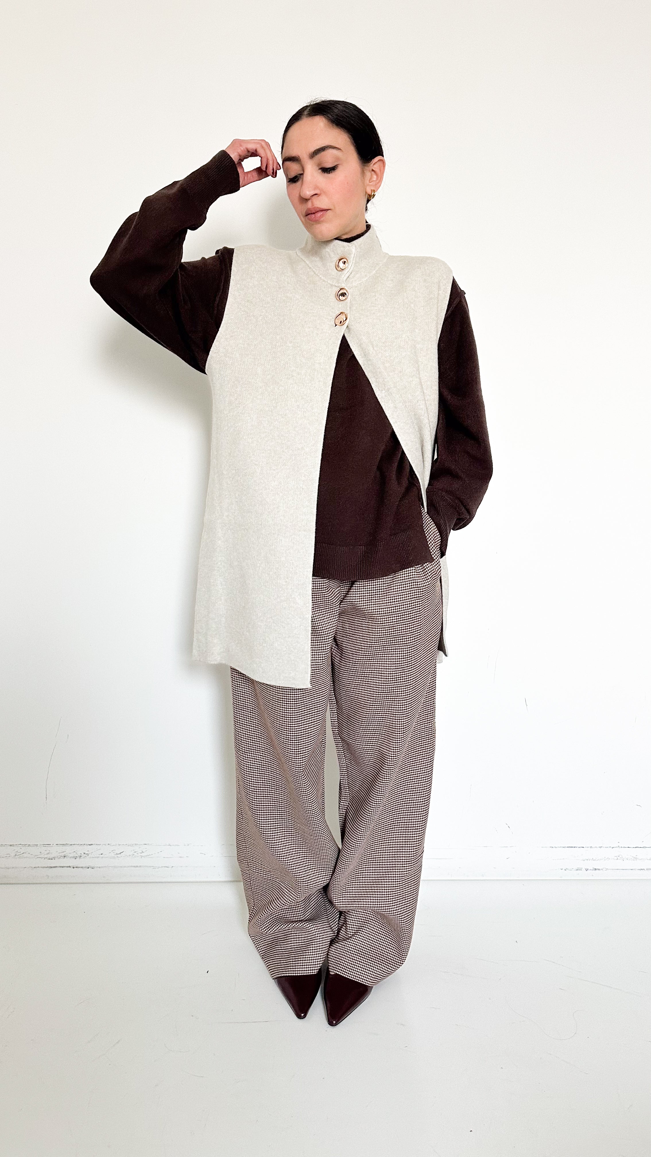 Pantaloni Pied de Poule Loose