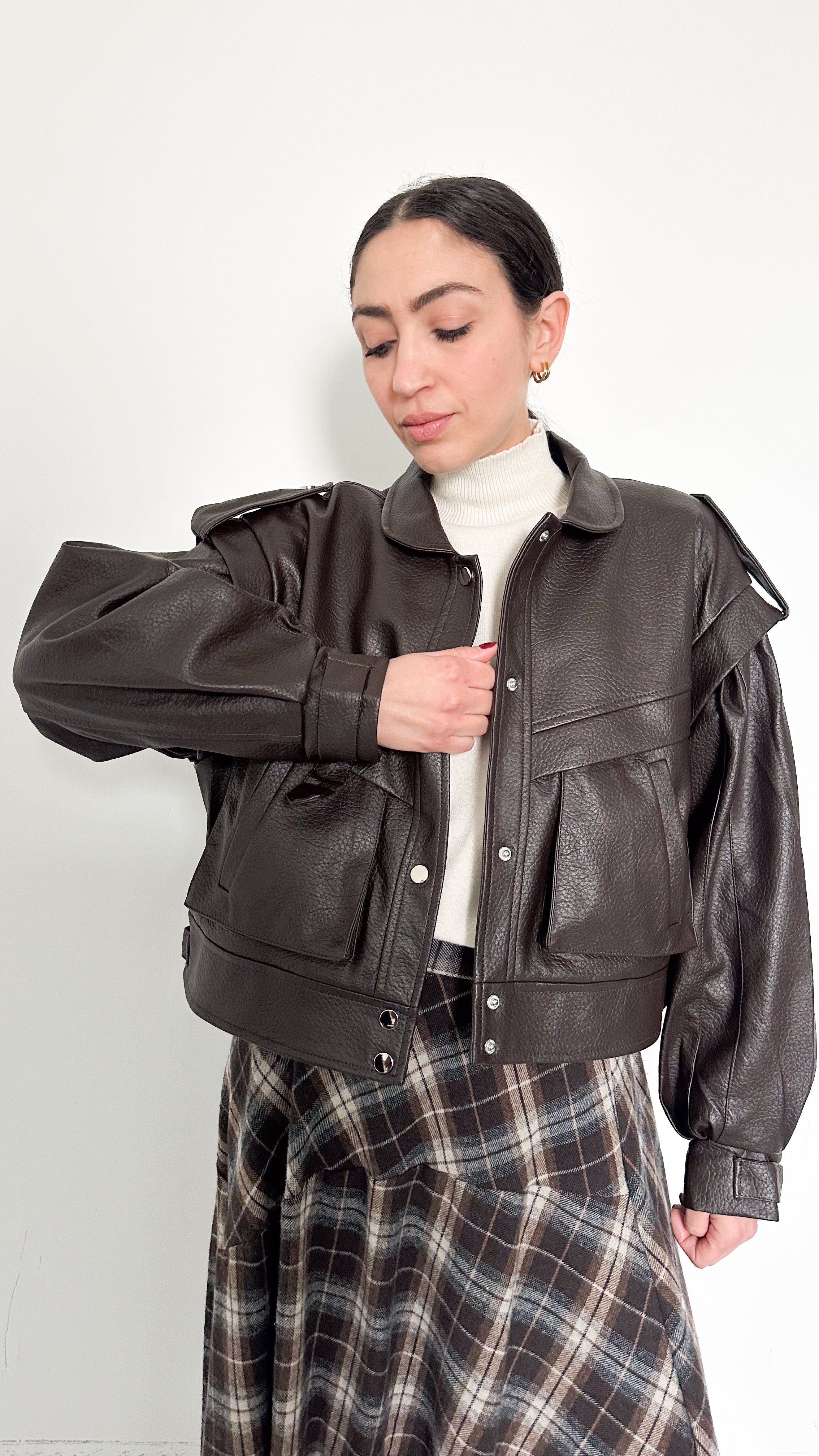 Giubbotto in Ecopelle Marrone