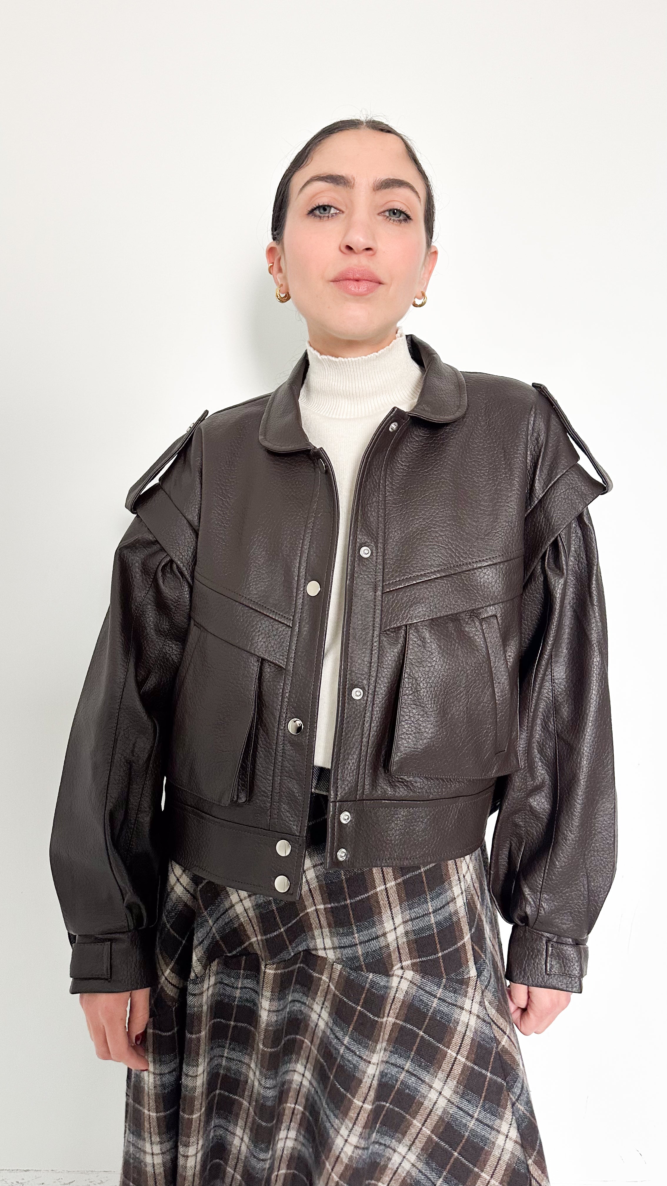 Giubbotto in Ecopelle Marrone