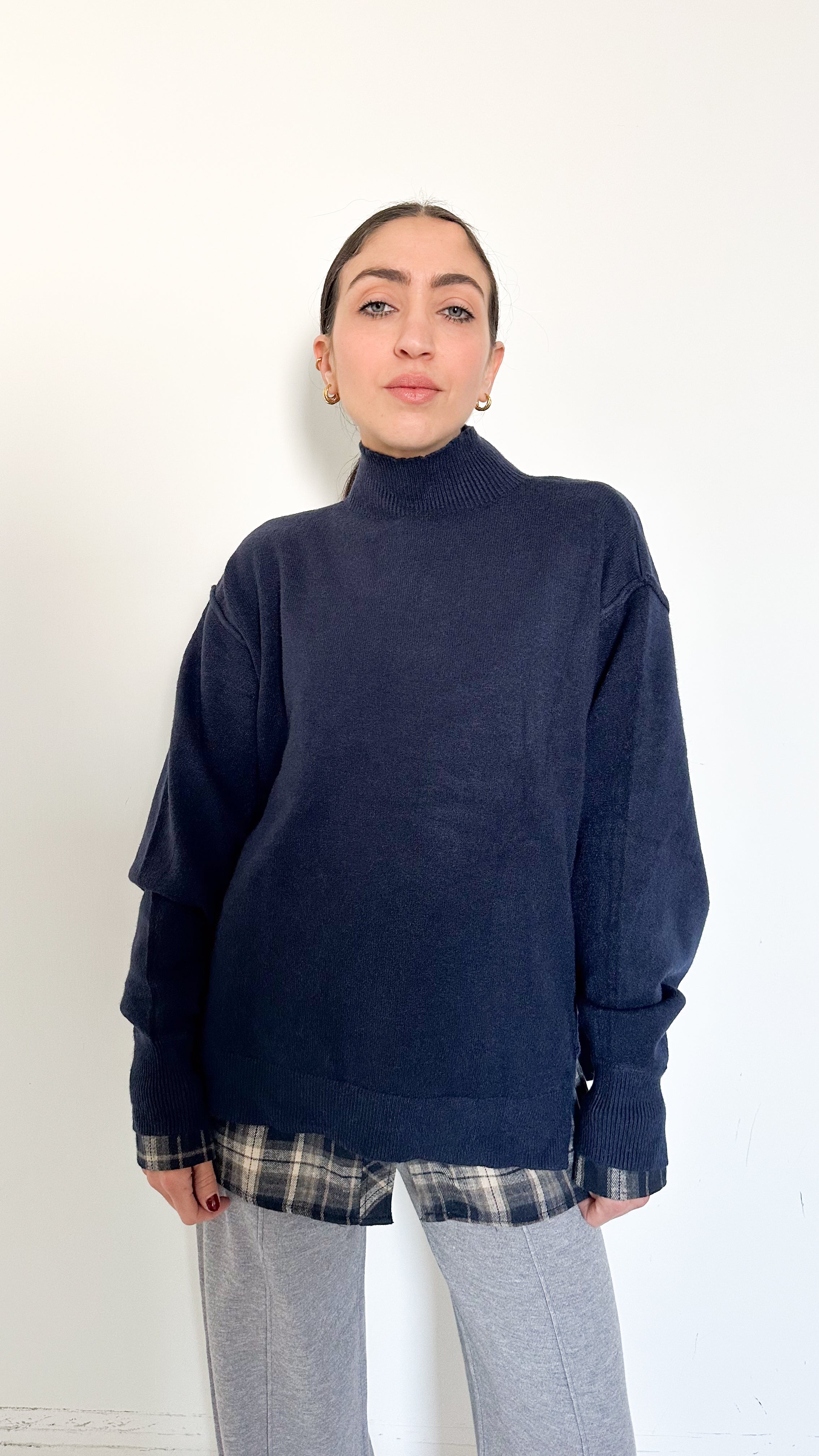 Pull Blu Manica A Sbuffo