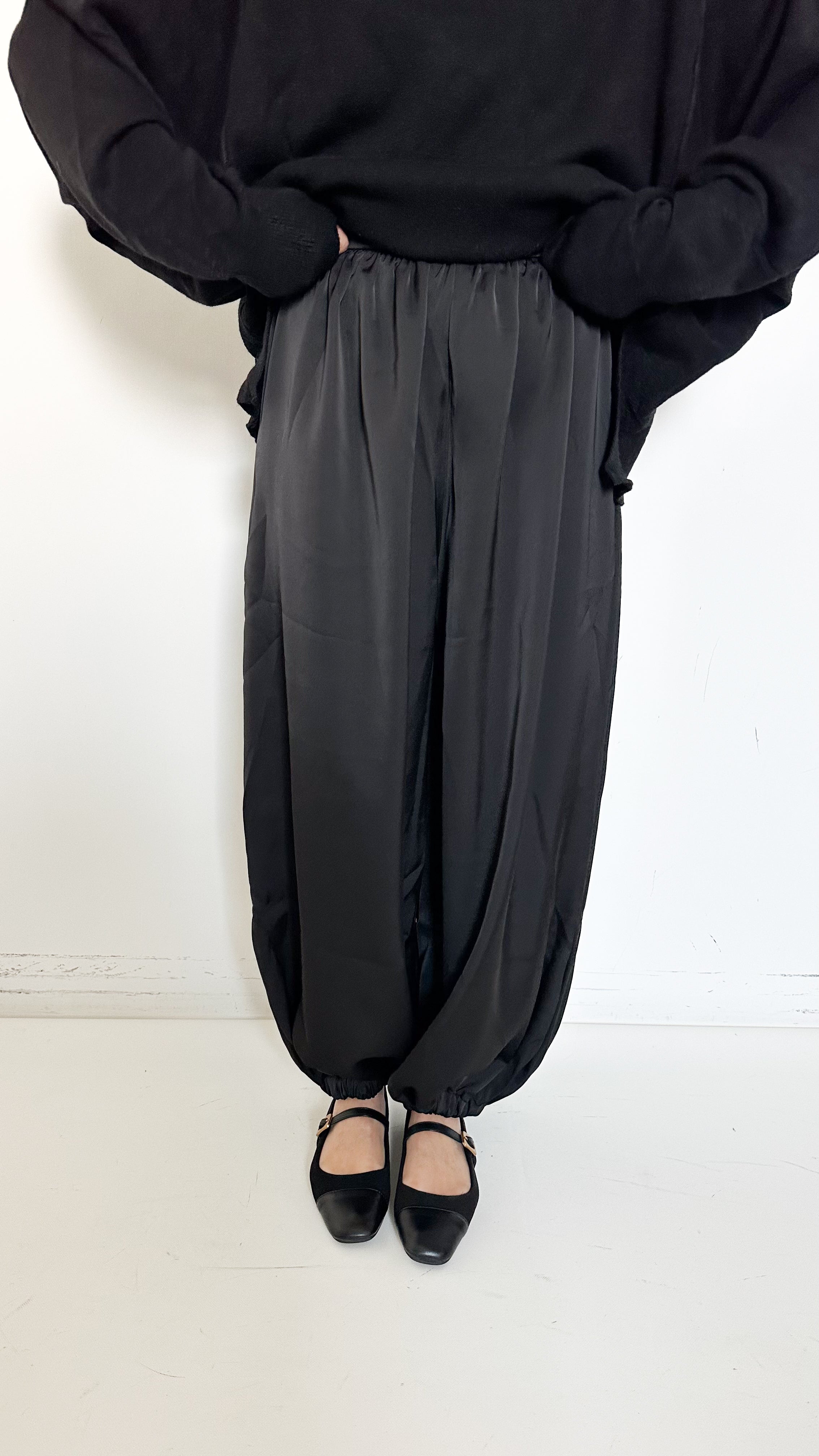 Pantaloni Bloomer Neri In Satin
