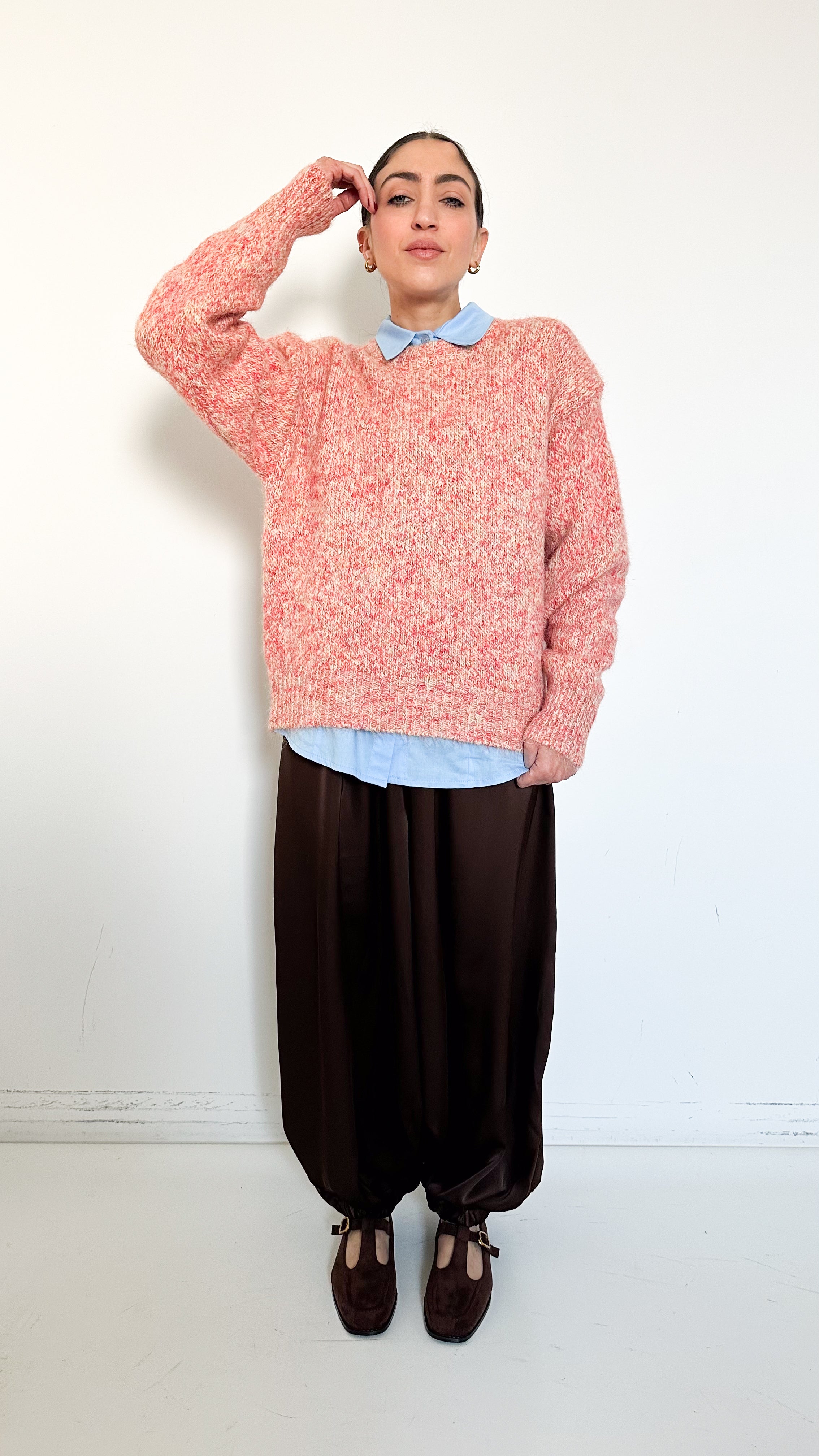 Pantaloni Bloomer Marroni In Satin