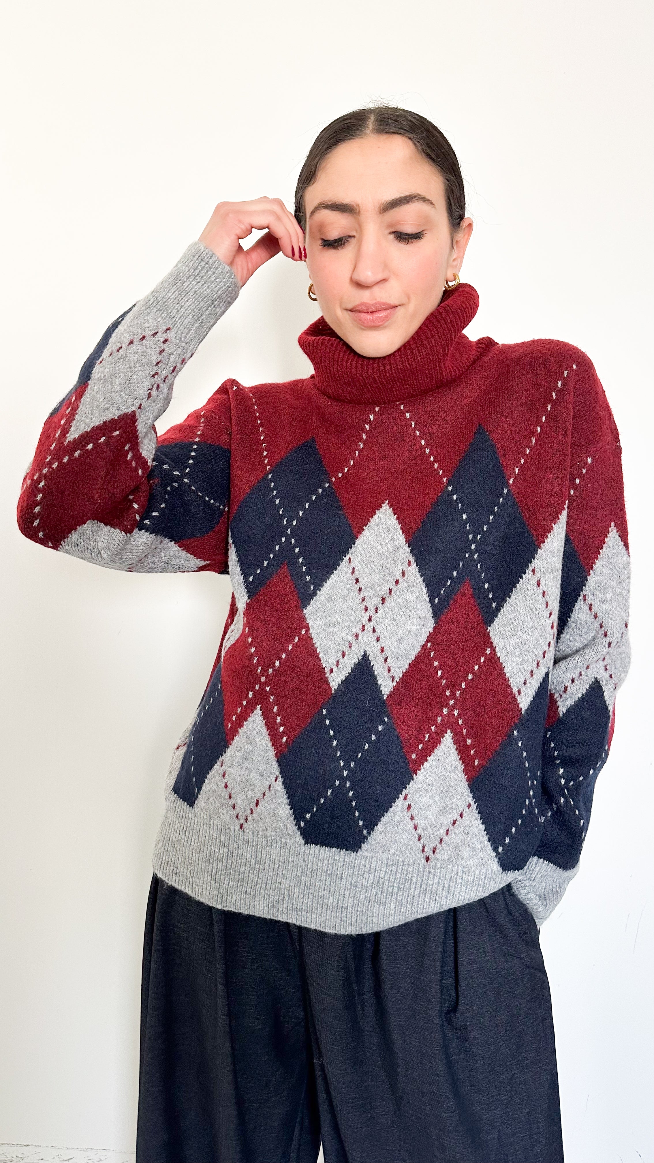 Pull Collo Alto Bordeaux A Fantasia
