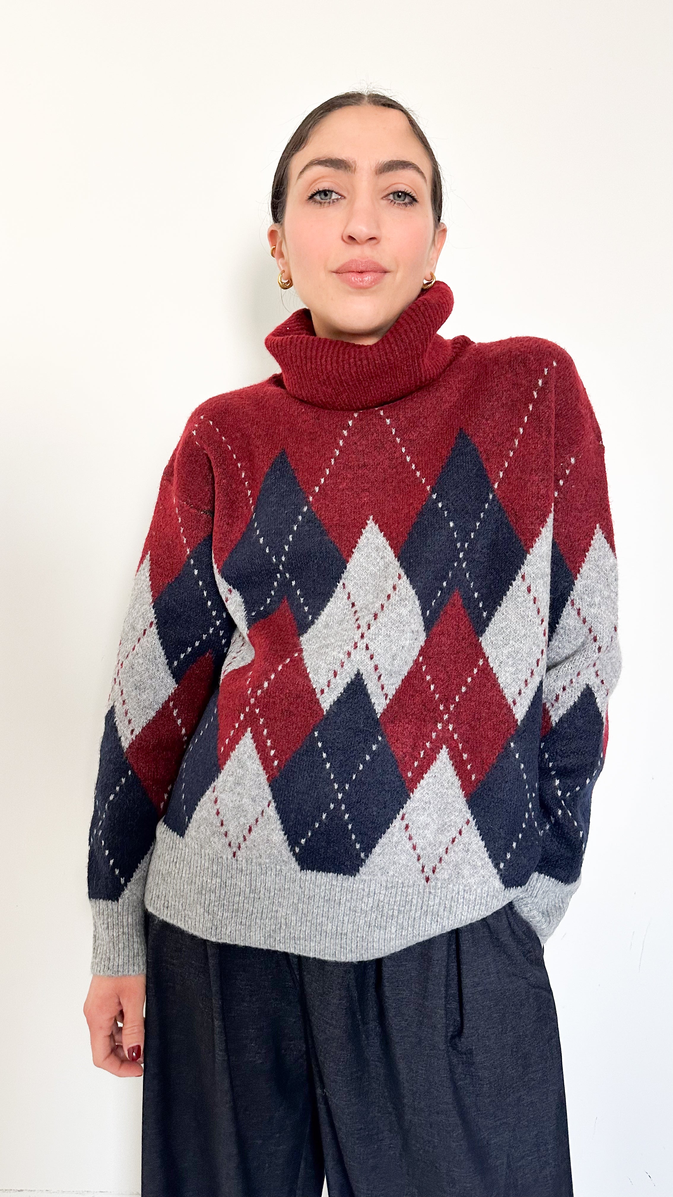 Pull Collo Alto Bordeaux A Fantasia