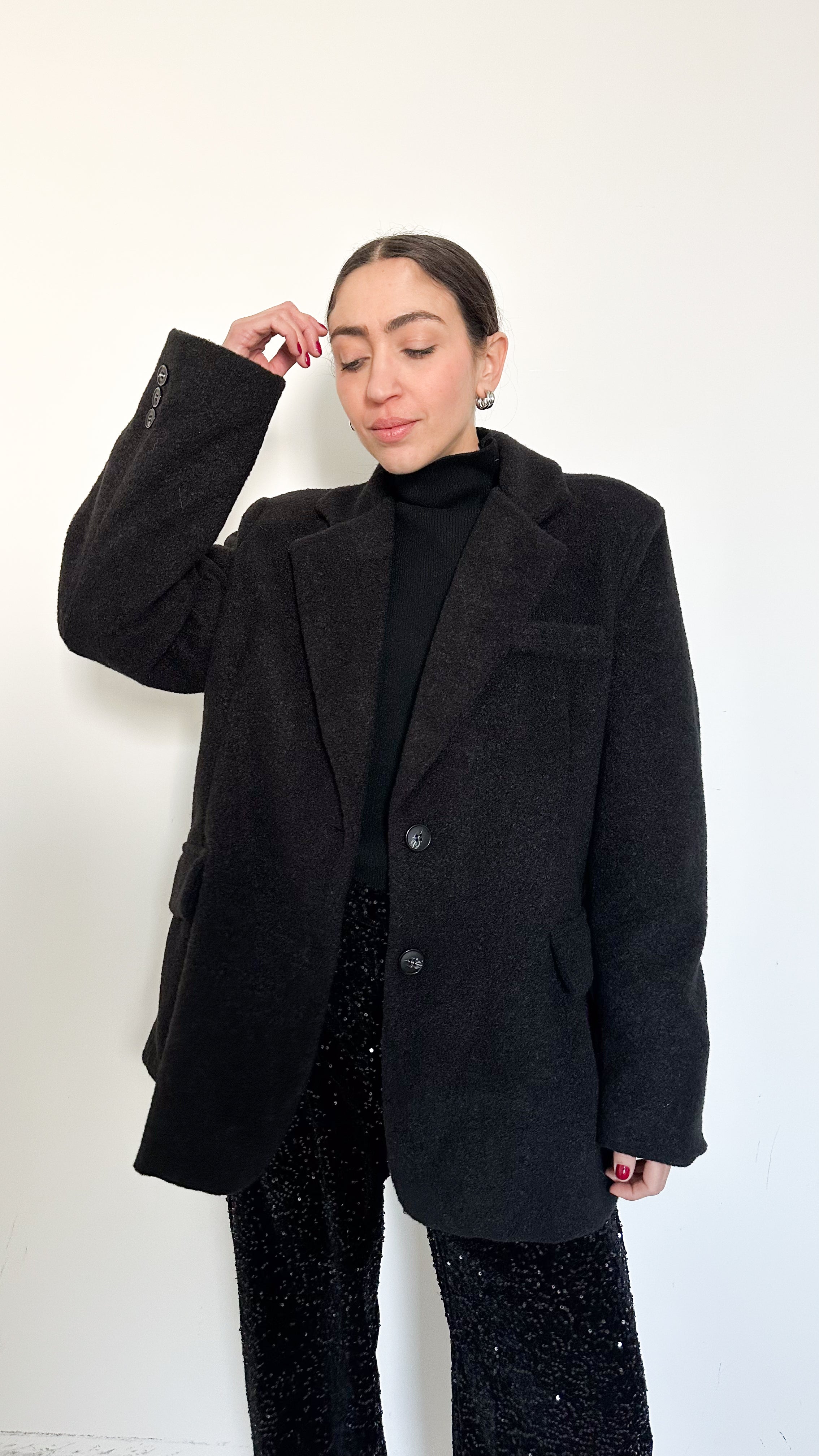 Blazer/Cappotto Over Nero In Panno