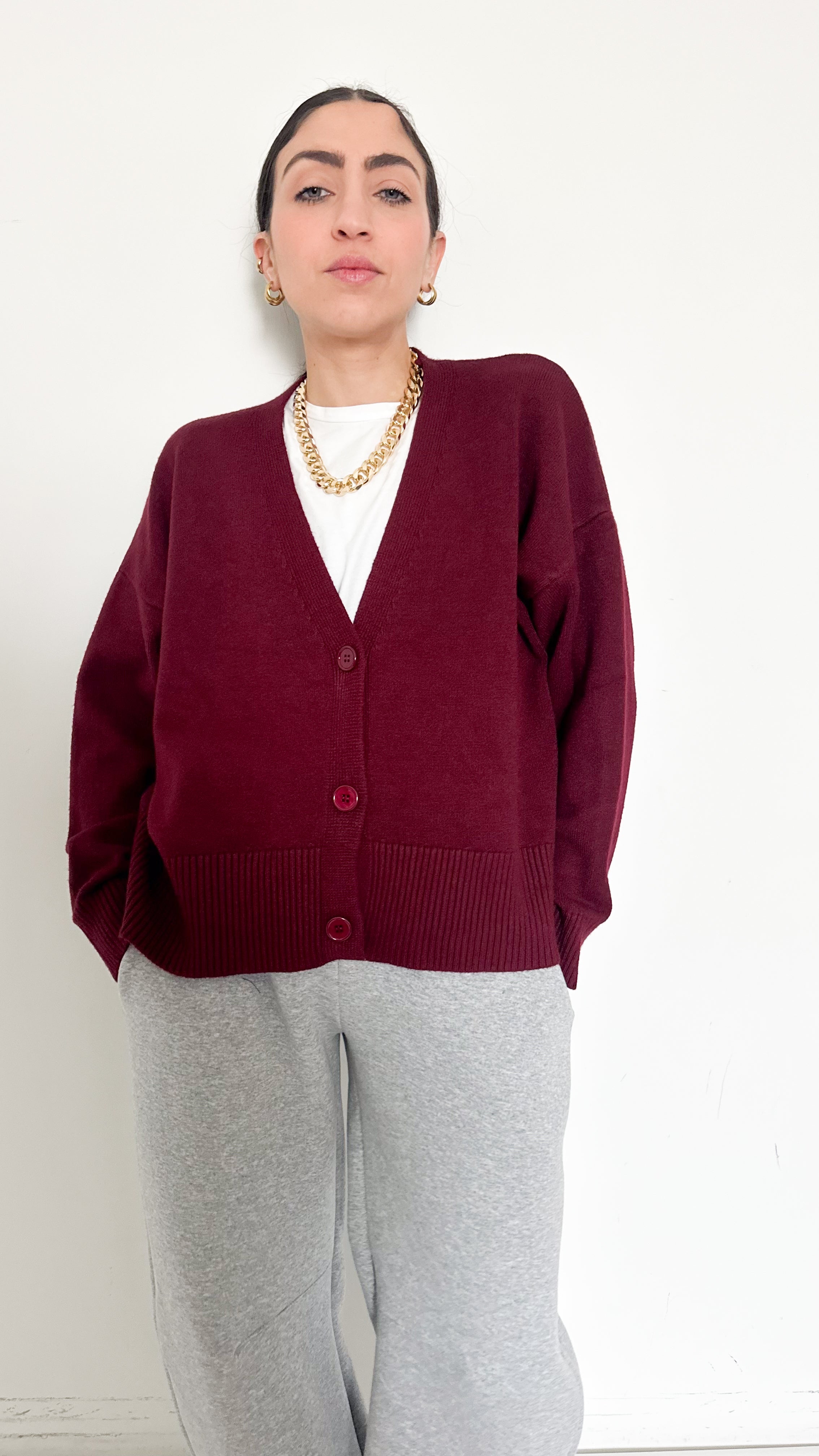 Cardigan Basic Bordeaux