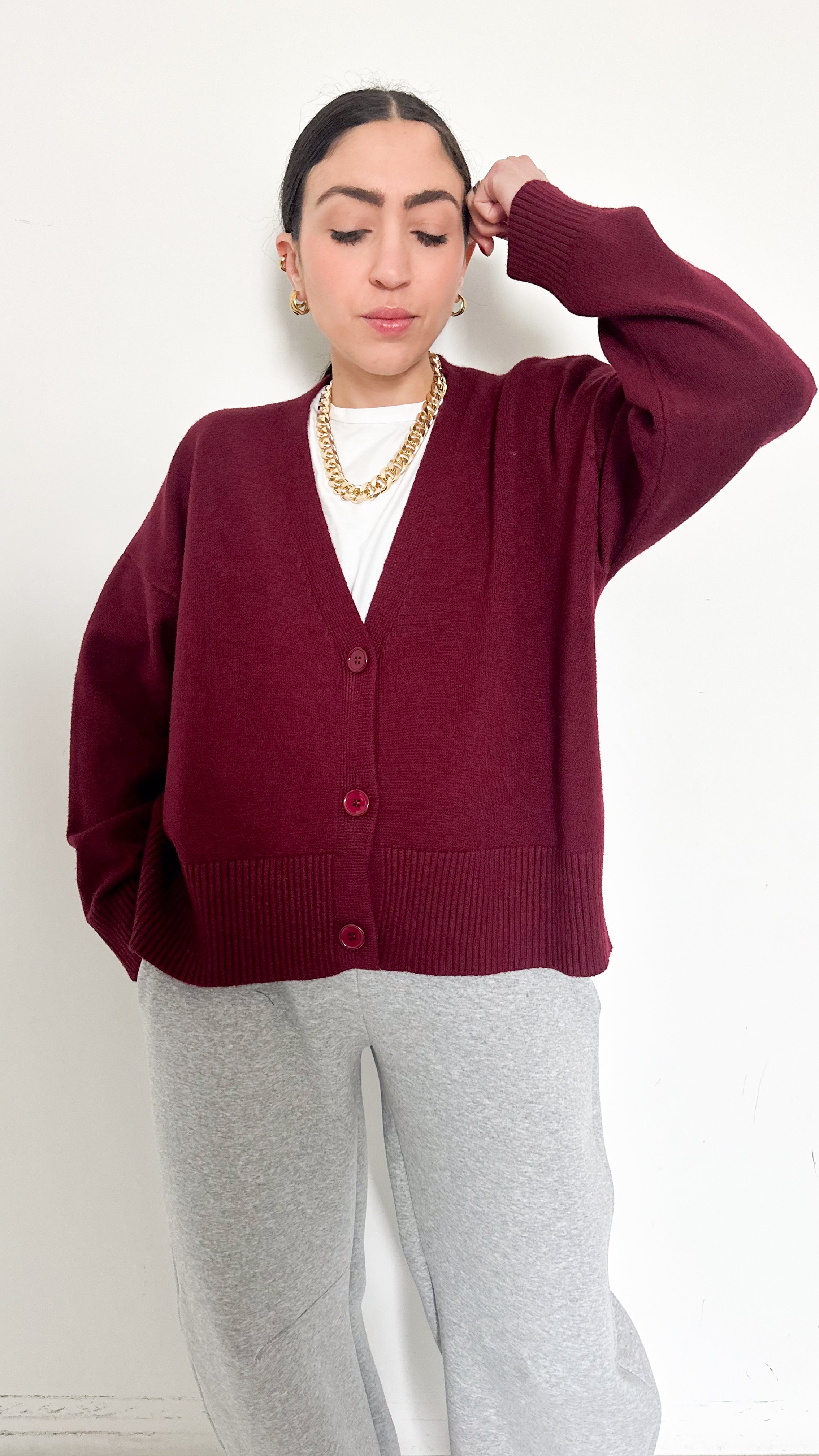 Cardigan Basic Bordeaux