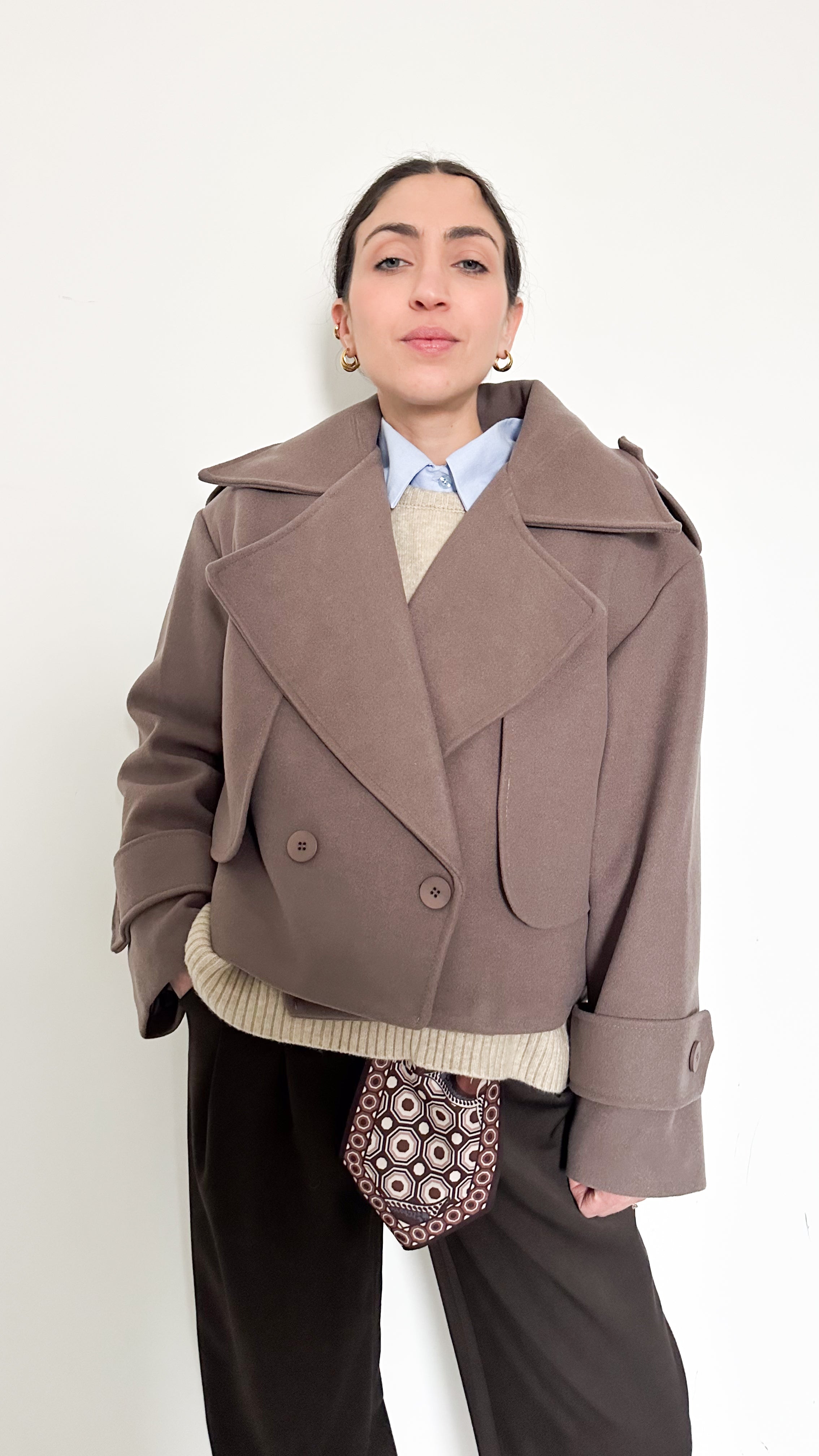 Cappotto Corto Taupe