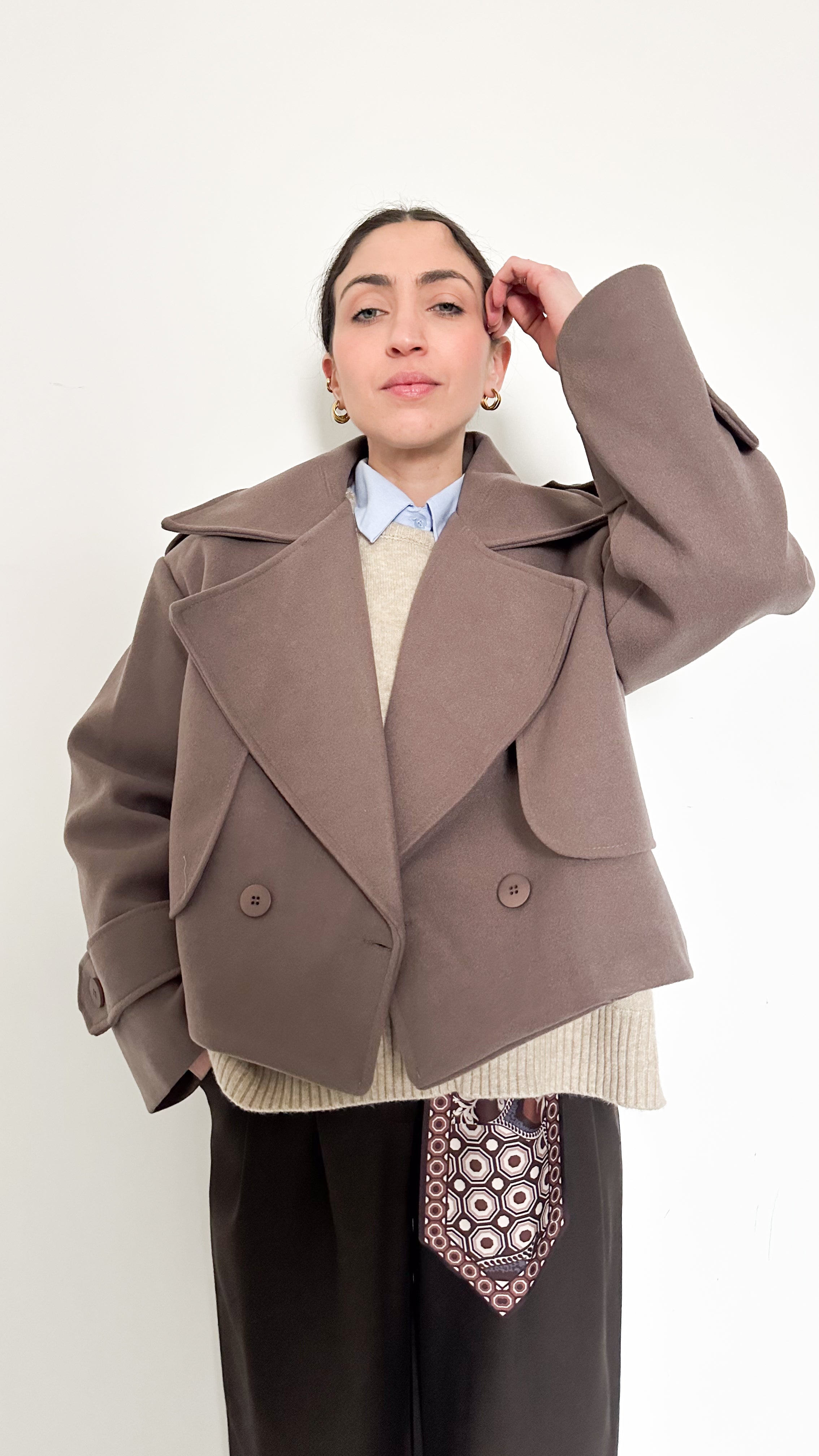 Cappotto Corto Taupe