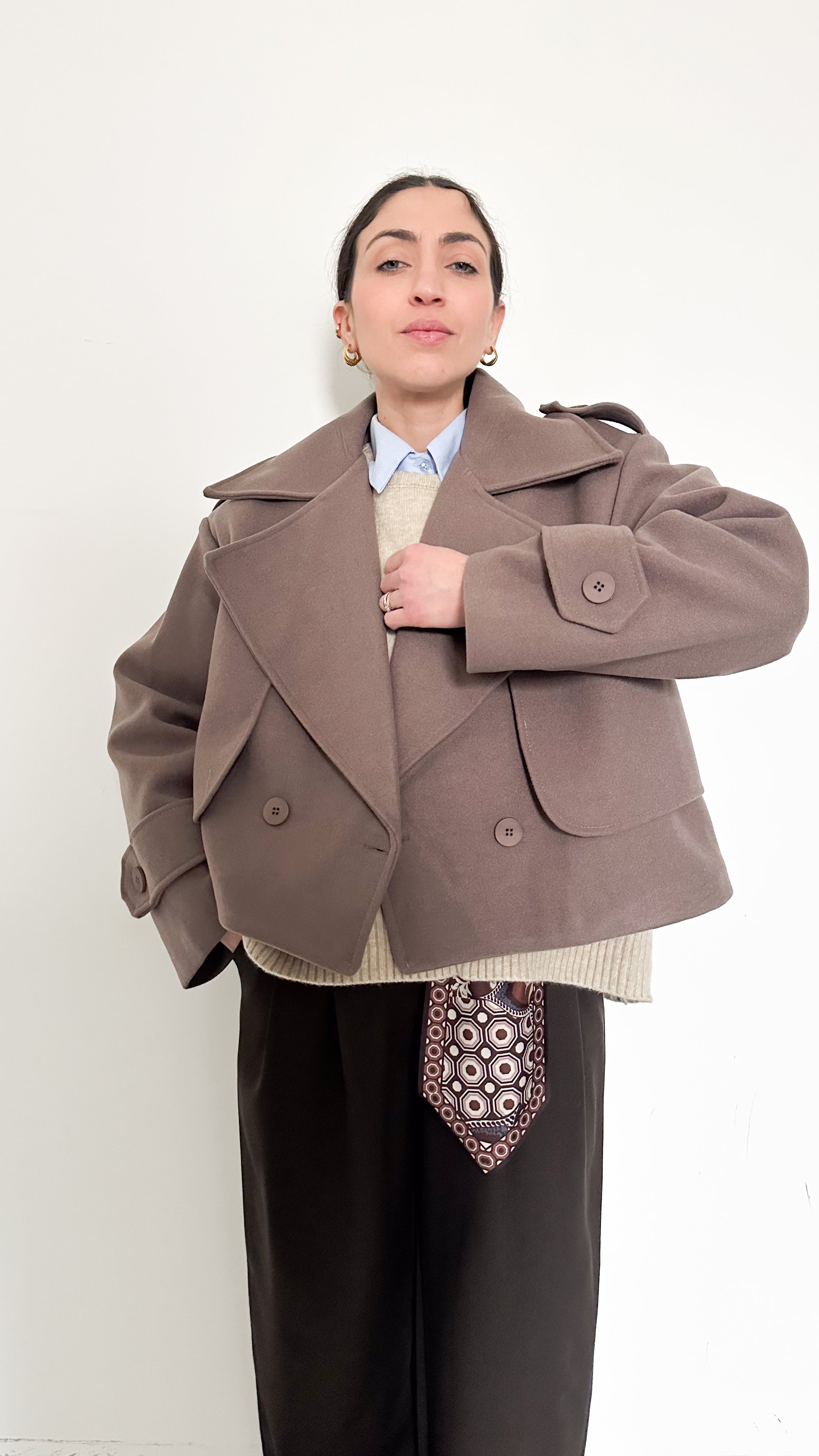 Cappotto Corto Taupe