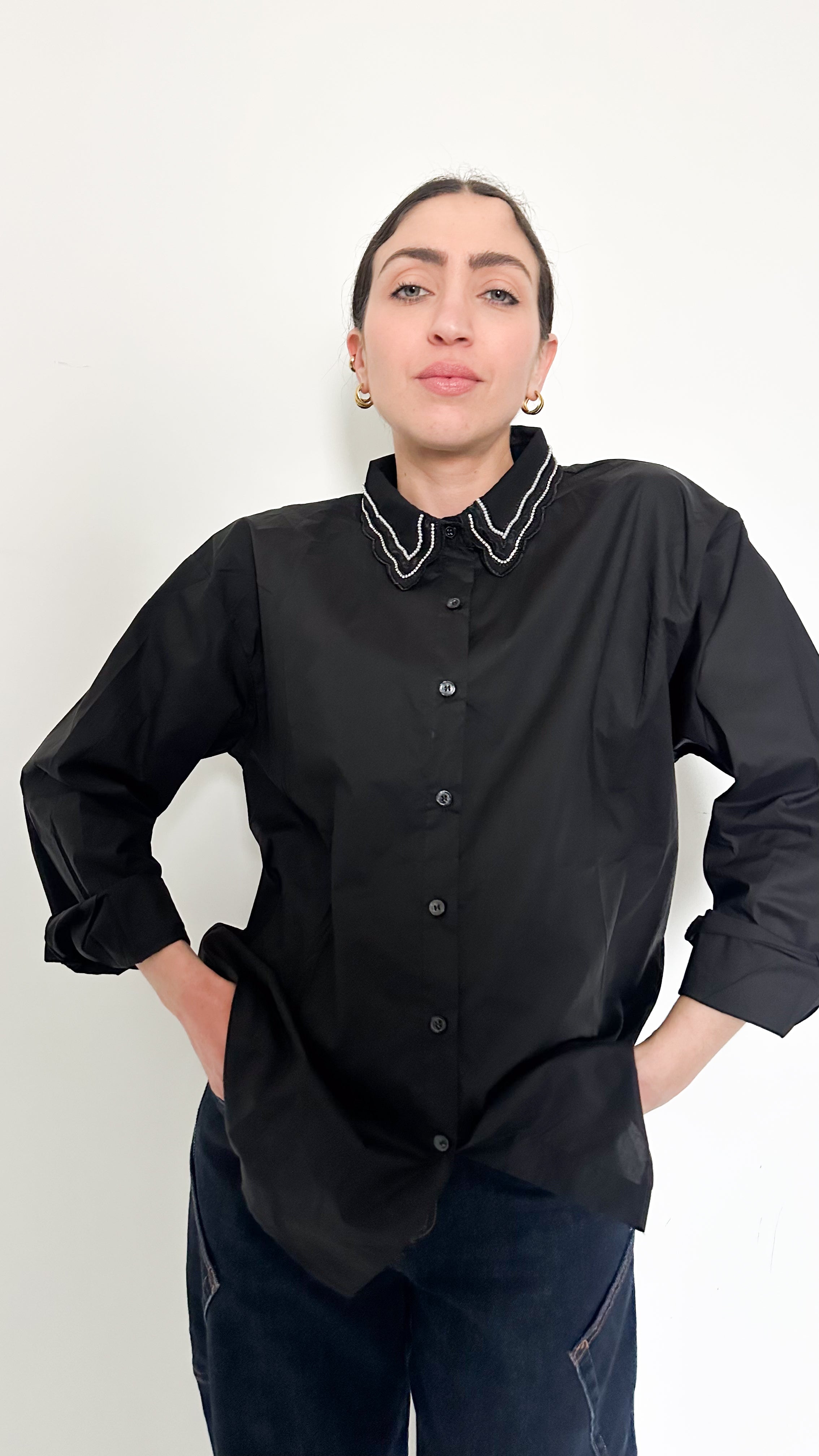 Camicia Con Dettagli  Nera