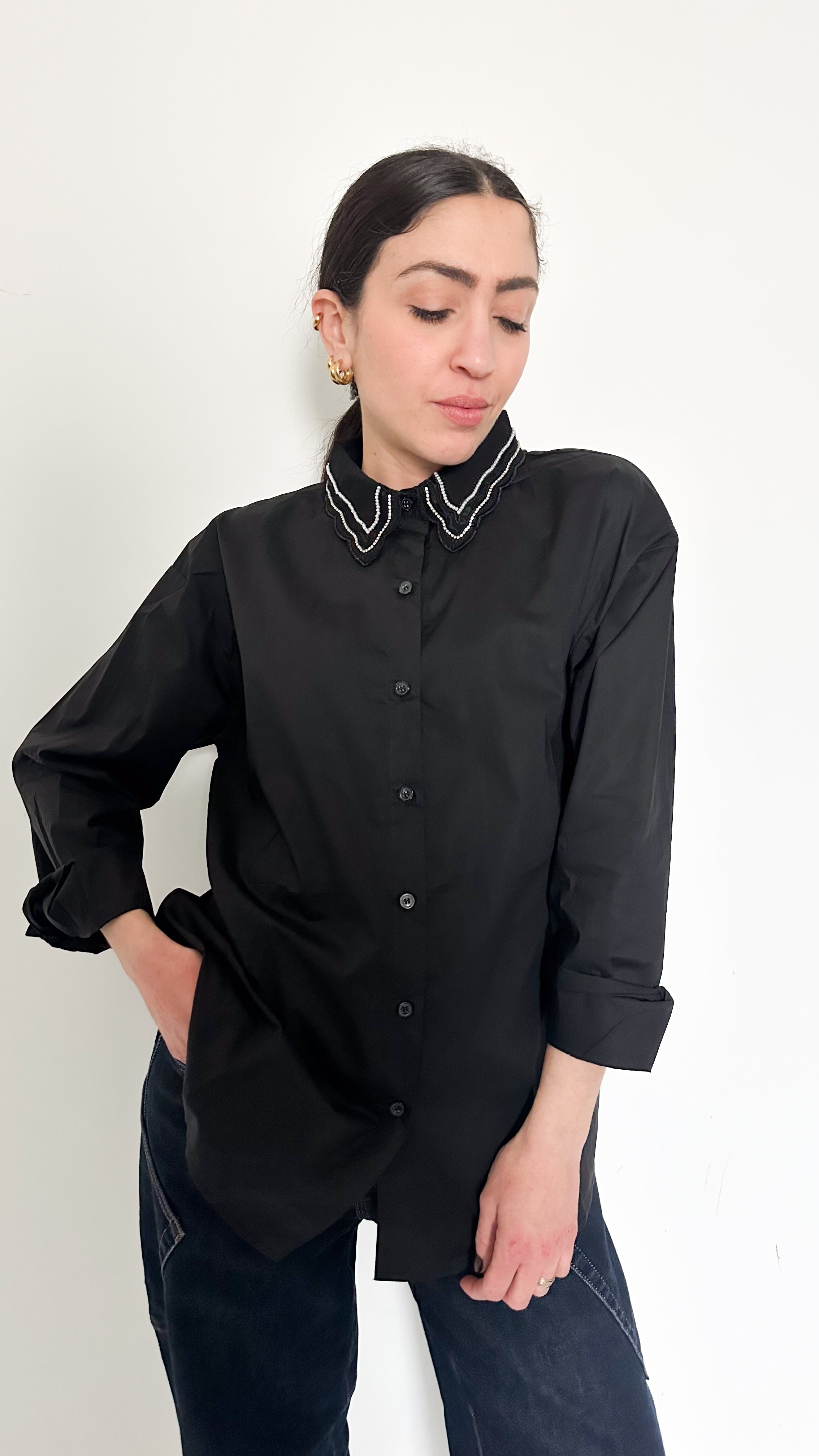 Camicia Con Dettagli  Nera