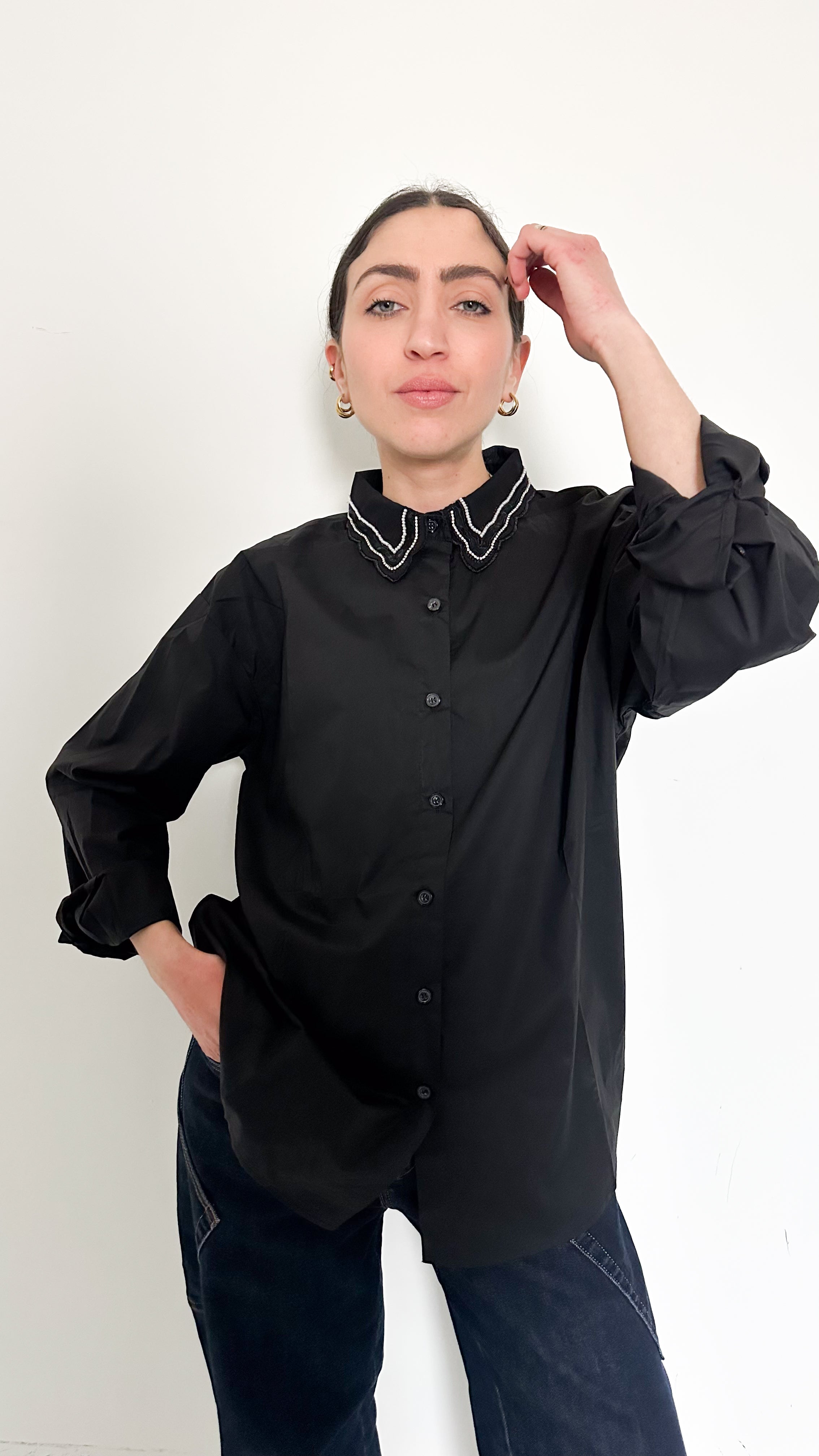Camicia Con Dettagli  Nera
