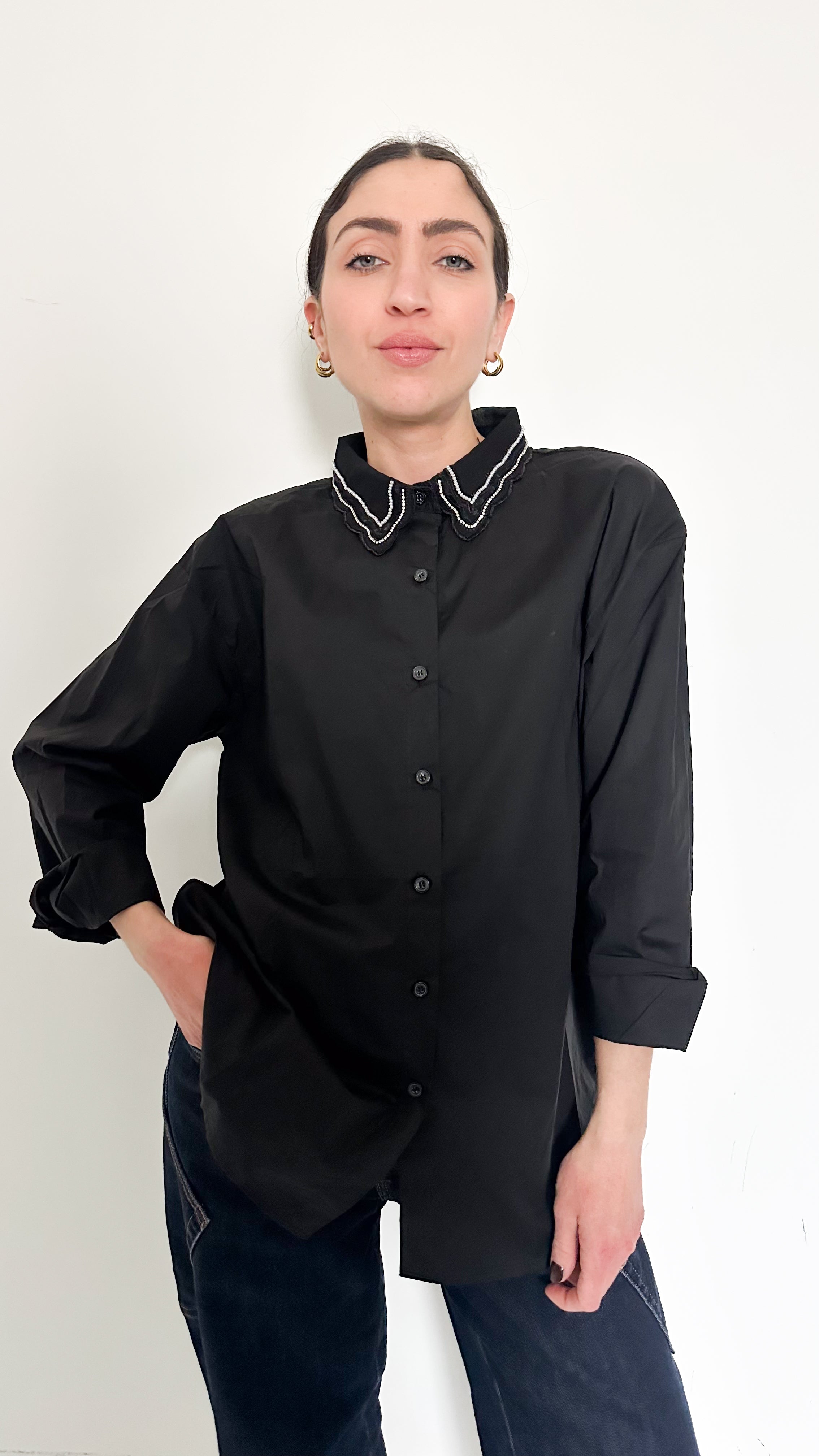 Camicia Con Dettagli  Nera