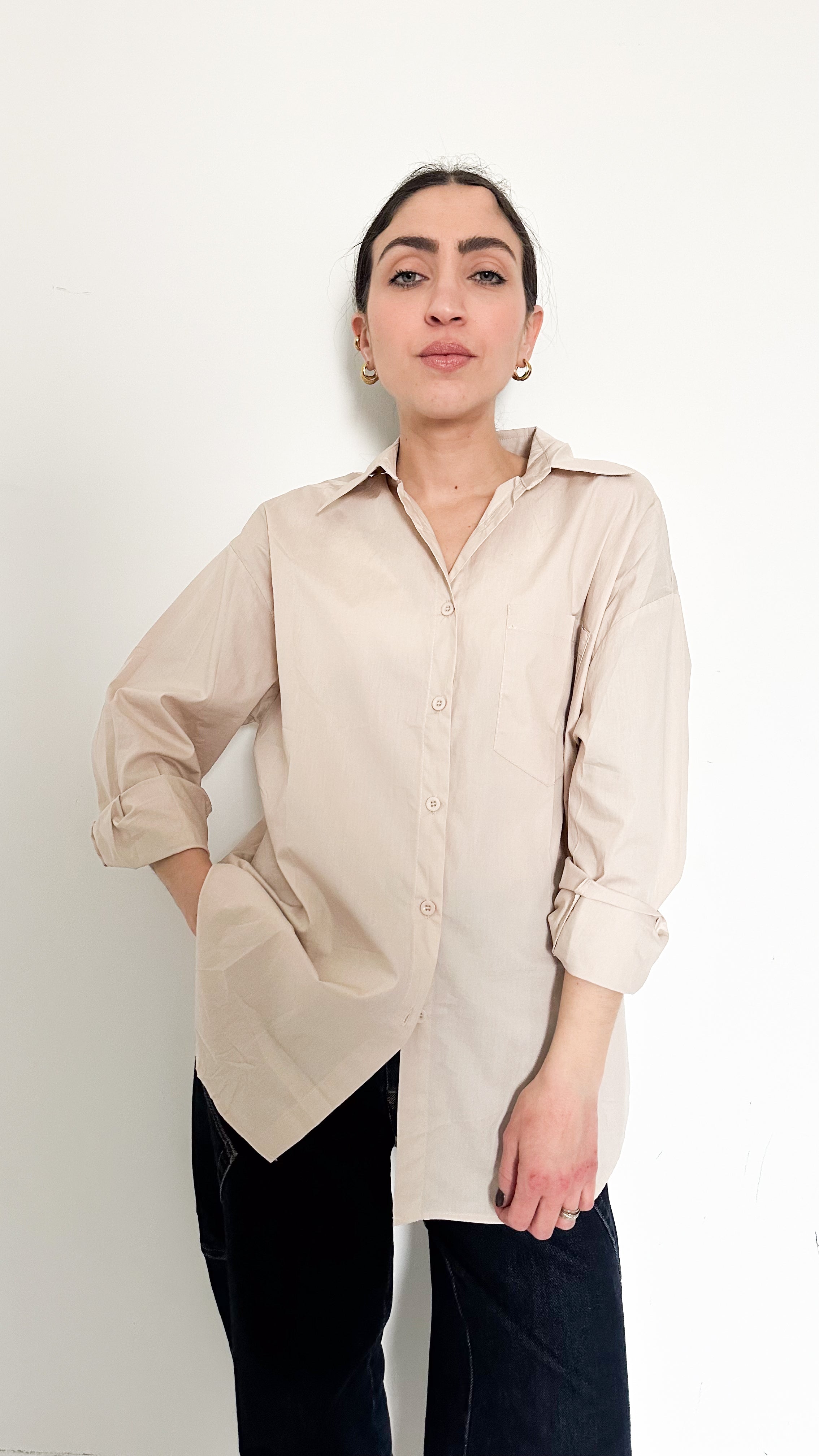 Camicia Over Basic Beige