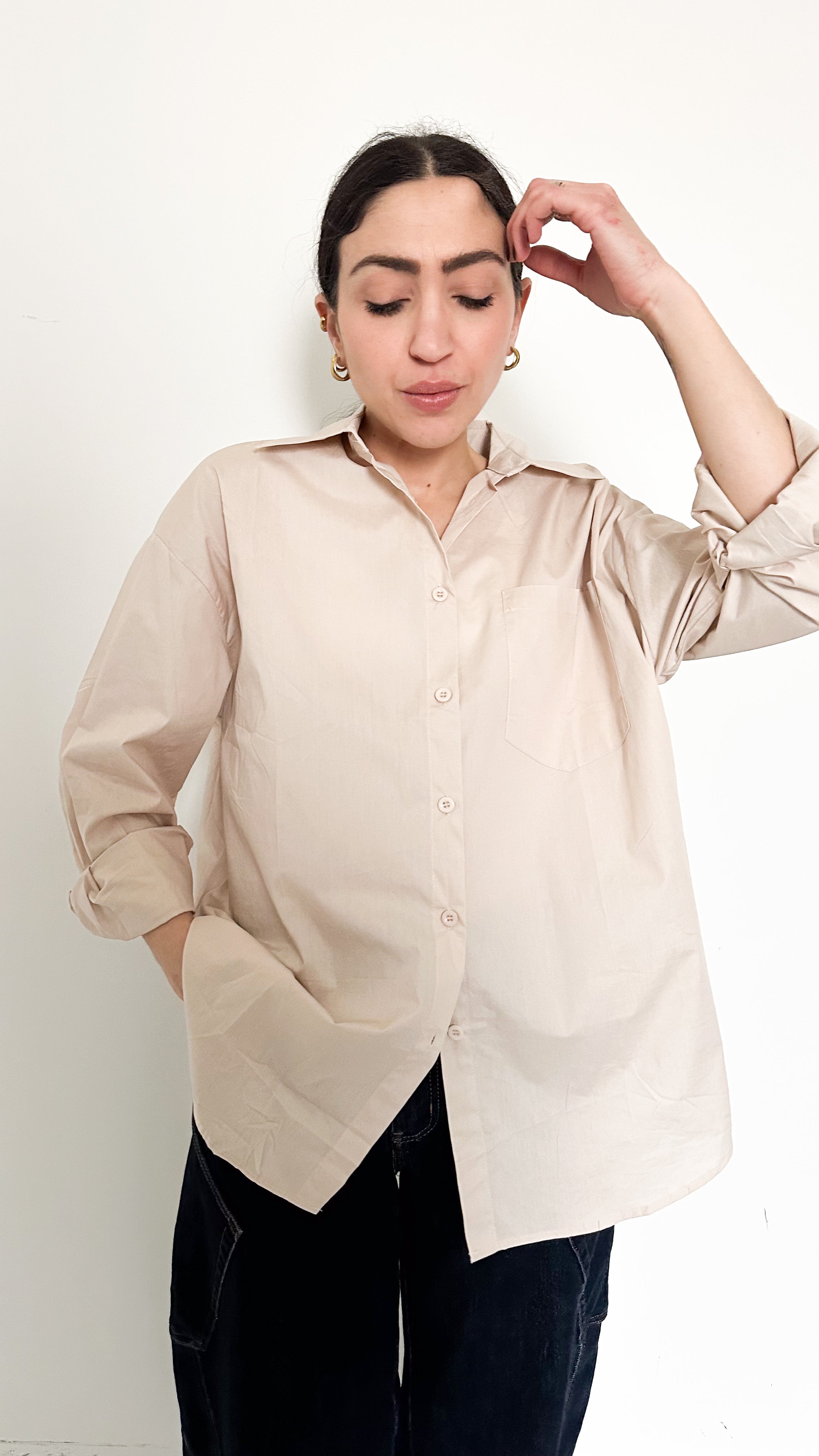 Camicia Over Basic Beige