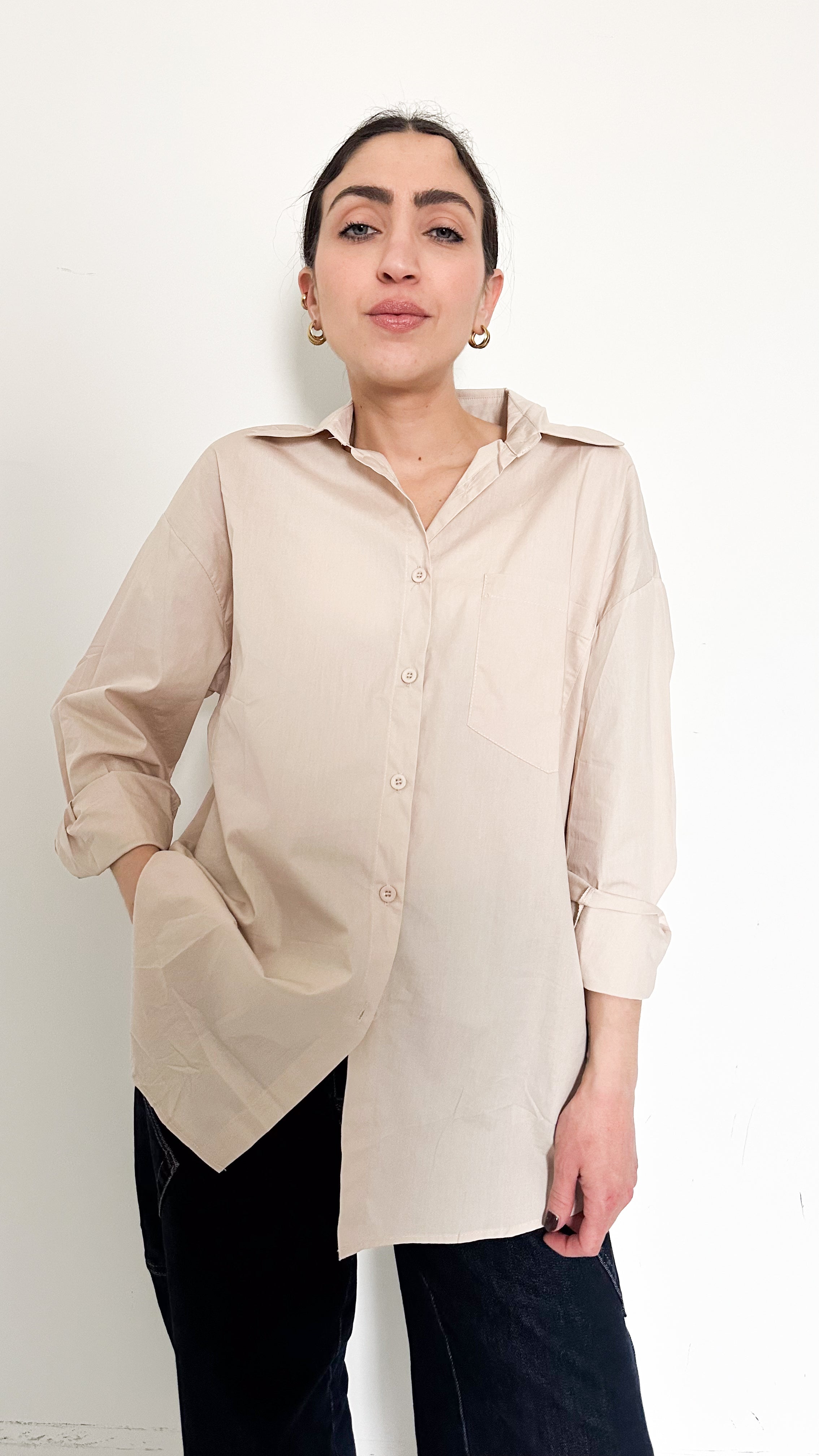 Camicia Over Basic Beige