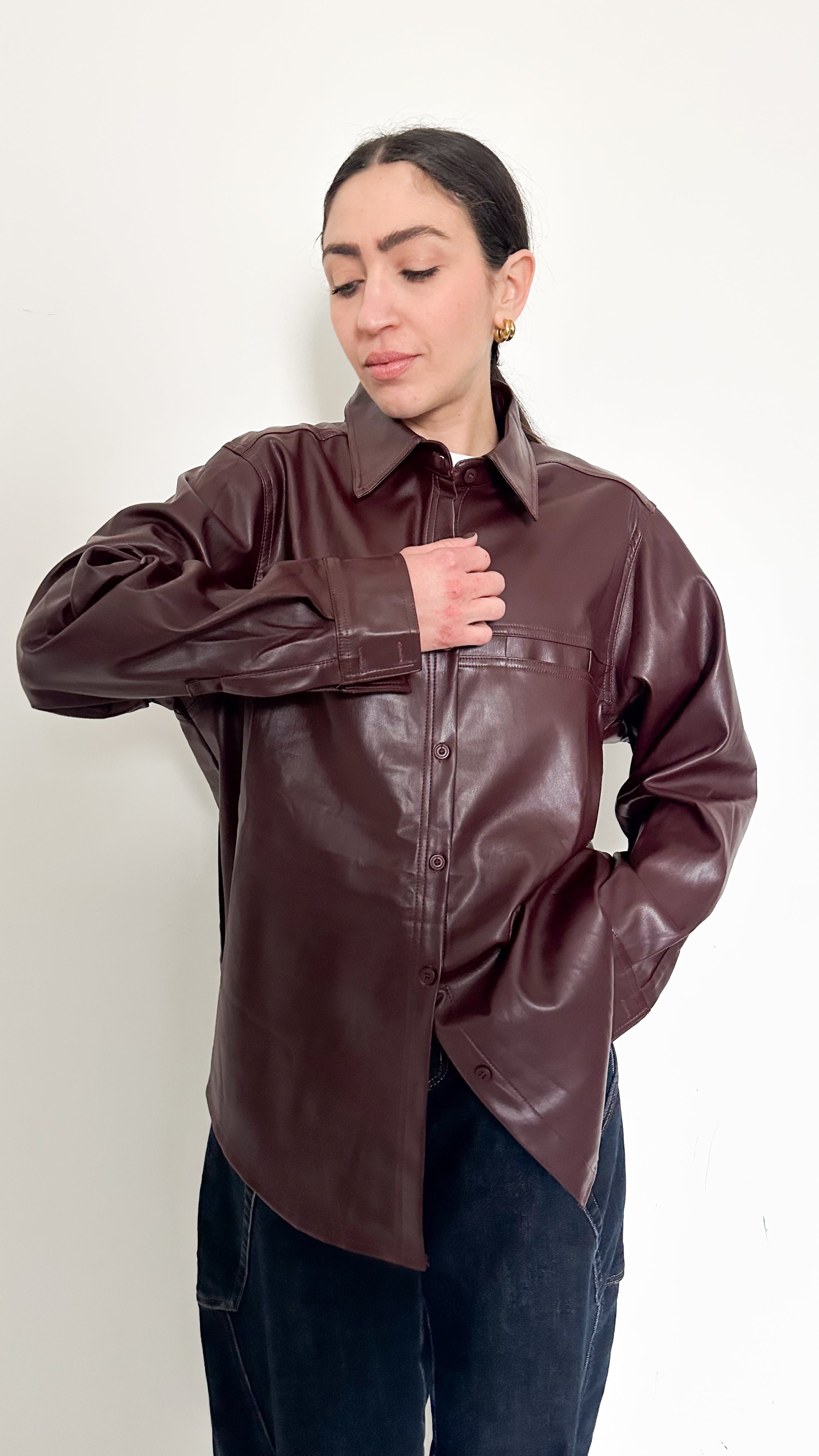 Camicia Borgogna Effetto Pelle