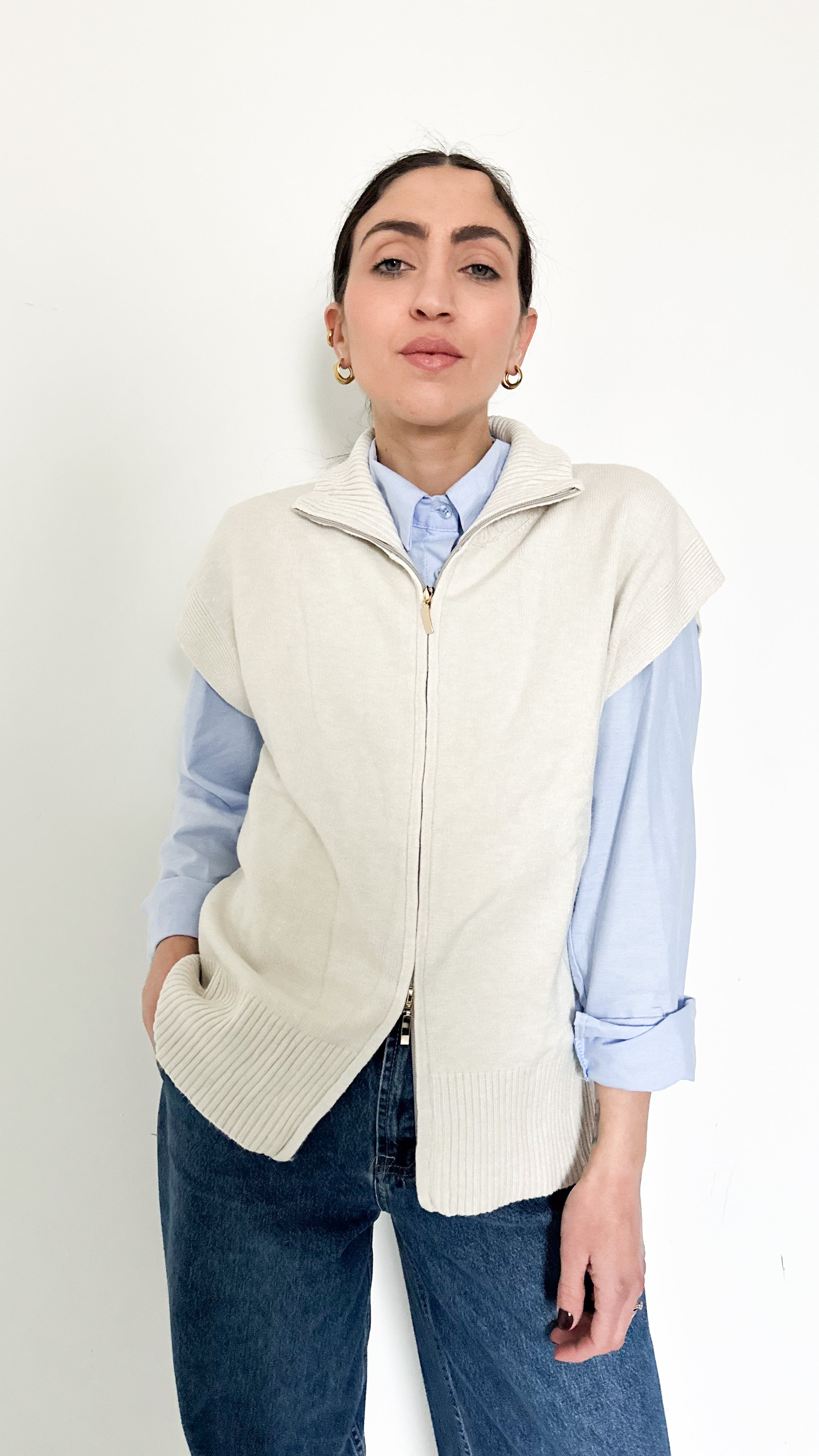 Gilet Panna Con Zip By SimonaG.