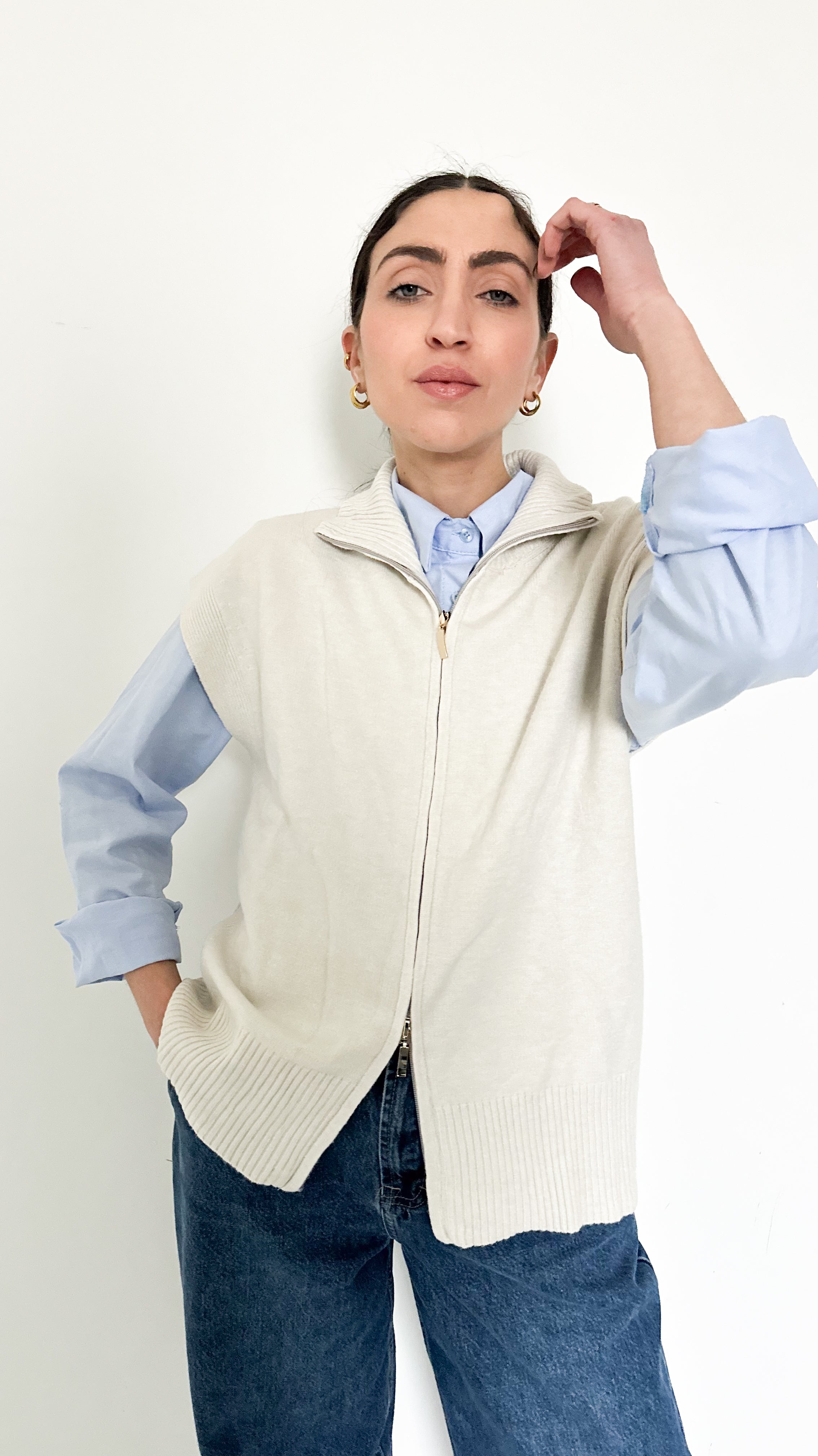 Gilet Panna Con Zip By SimonaG.