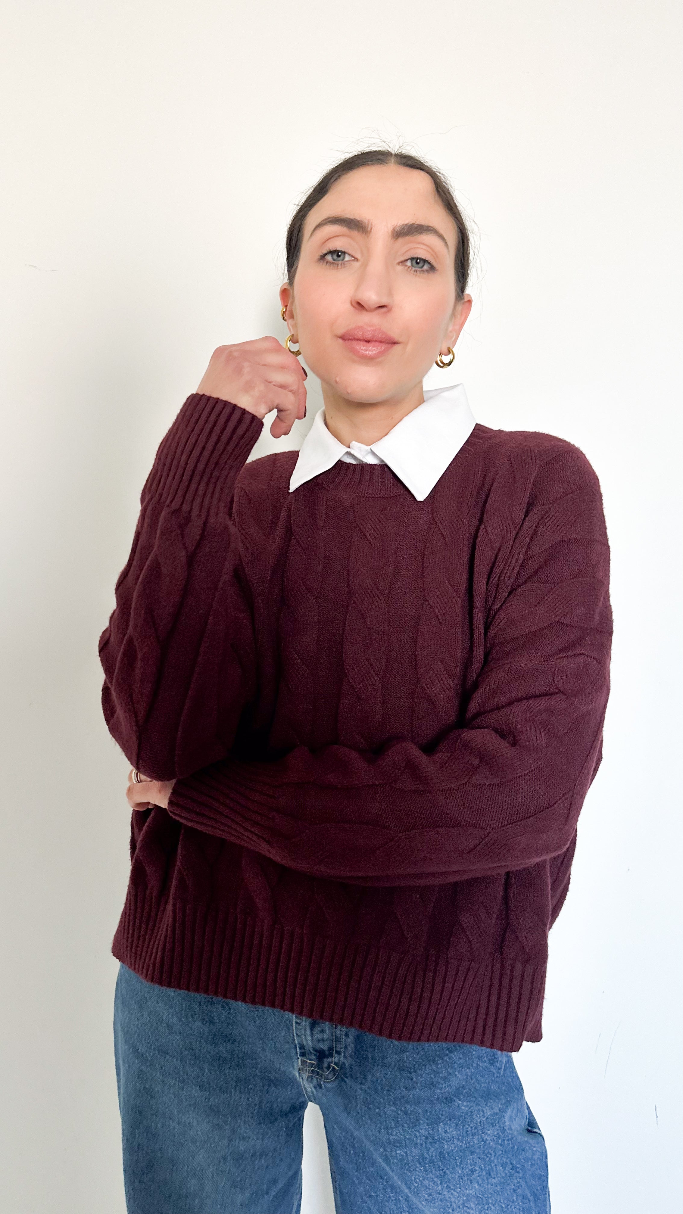 Pull Girocollo A Trecce Bordeaux By SimonaG.