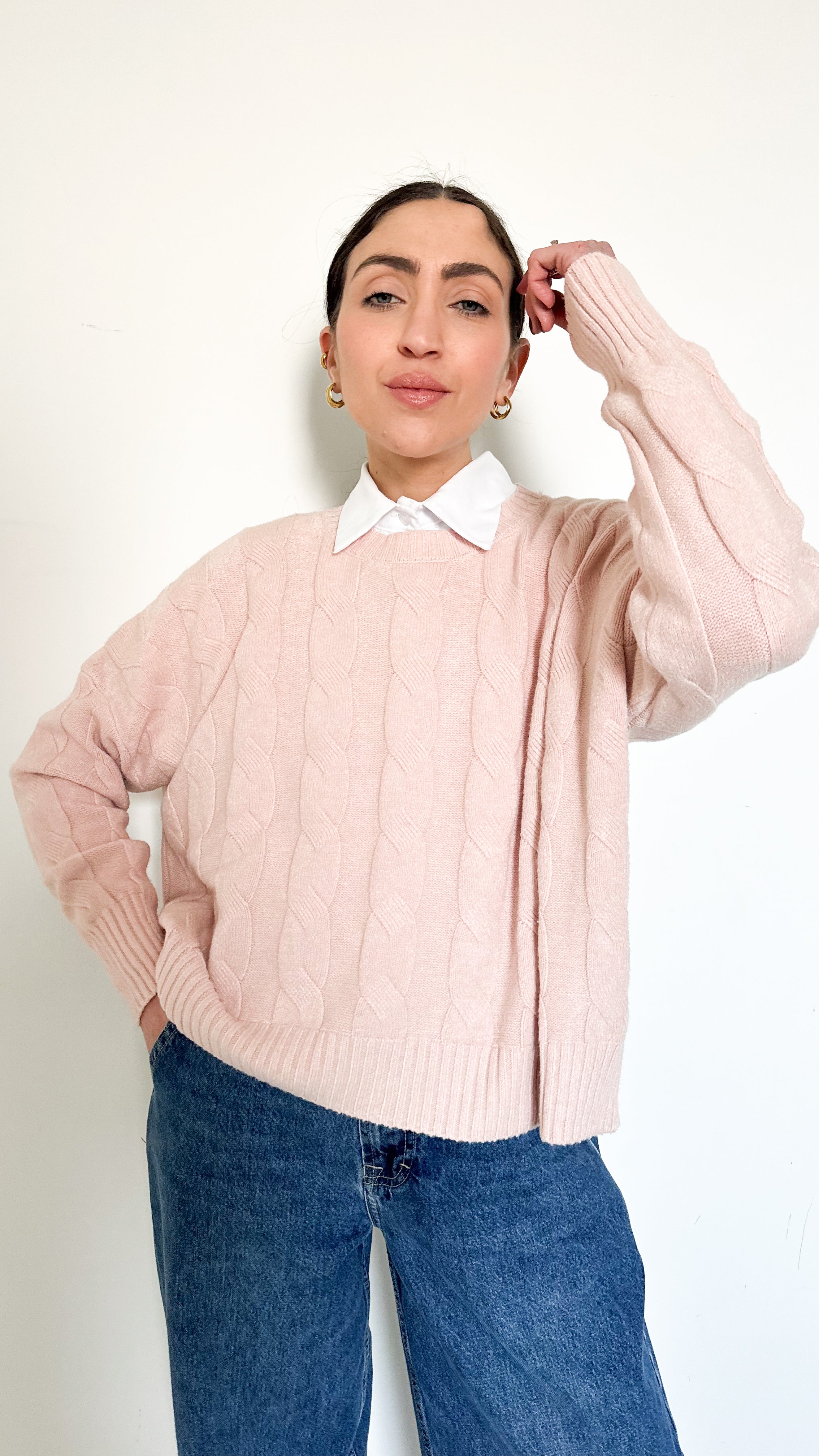 Pull Girocollo A Trecce Rosa By SimonaG.