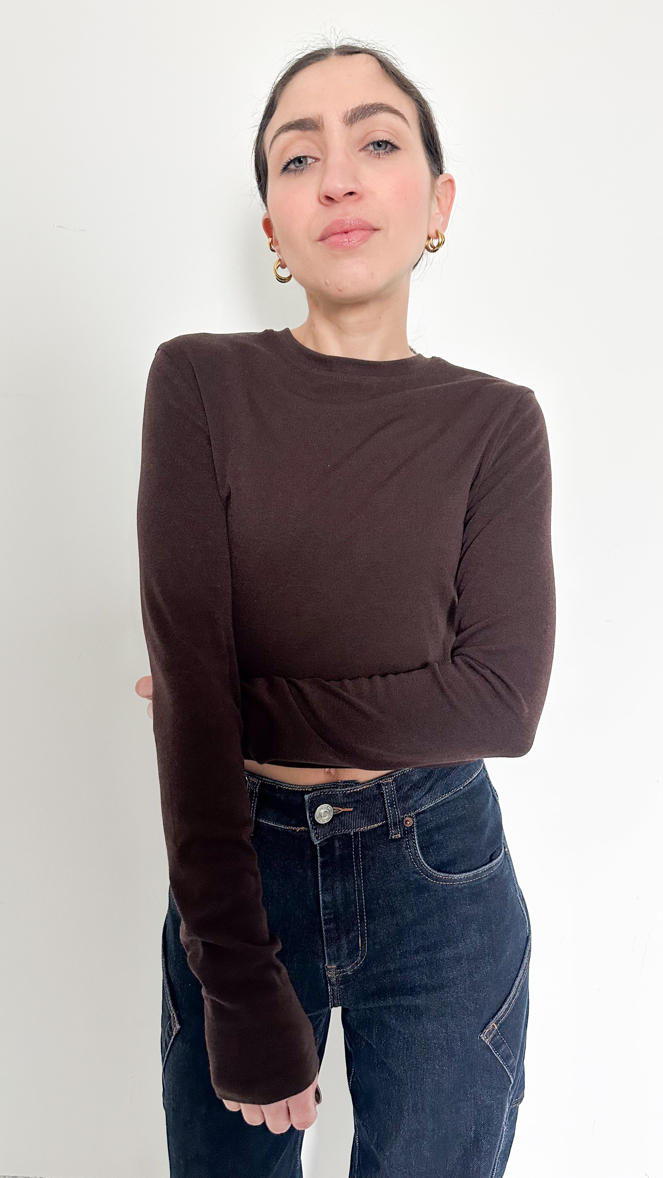 Maglietta Cropped Marrone