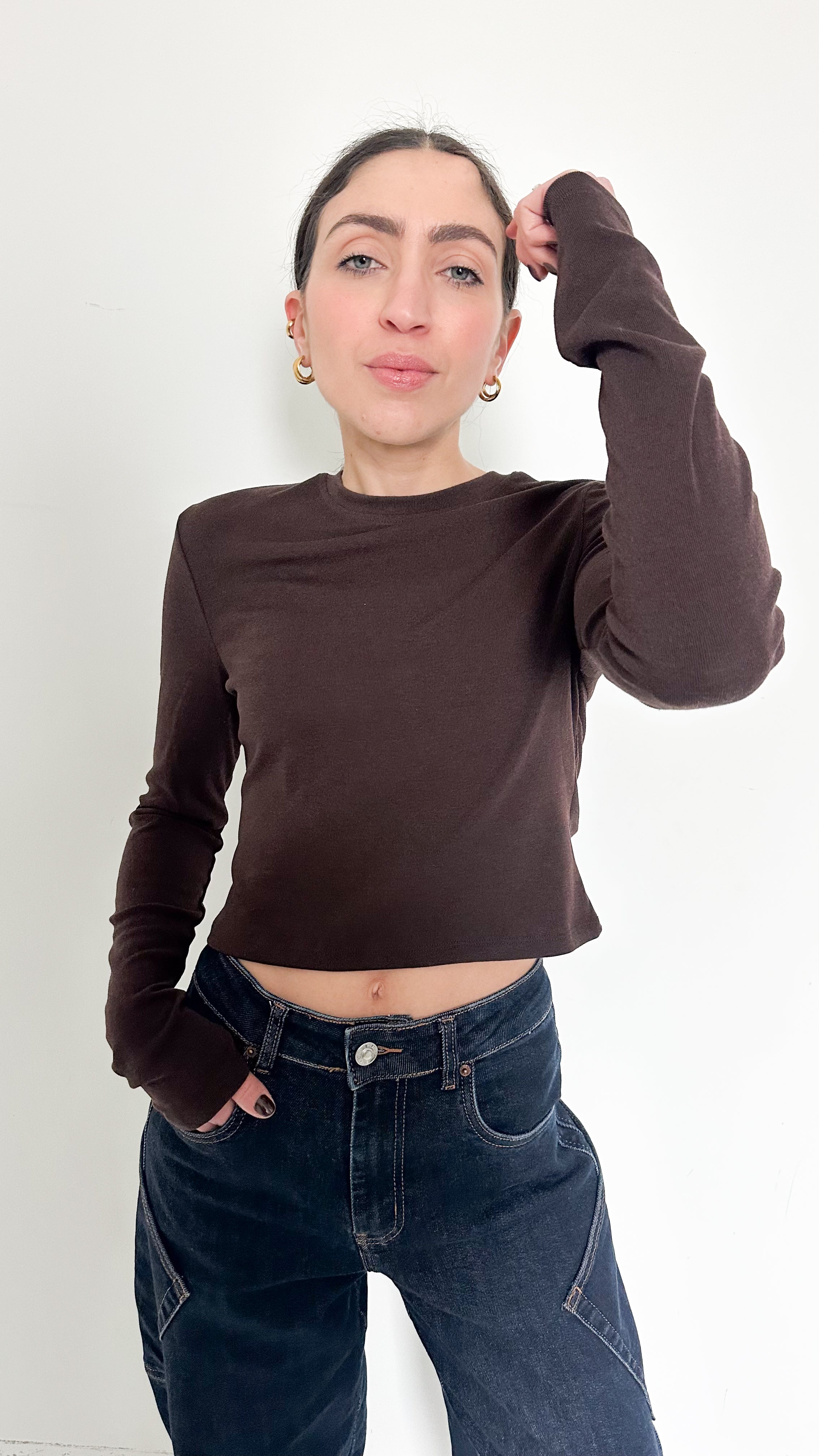 Maglietta Cropped Marrone