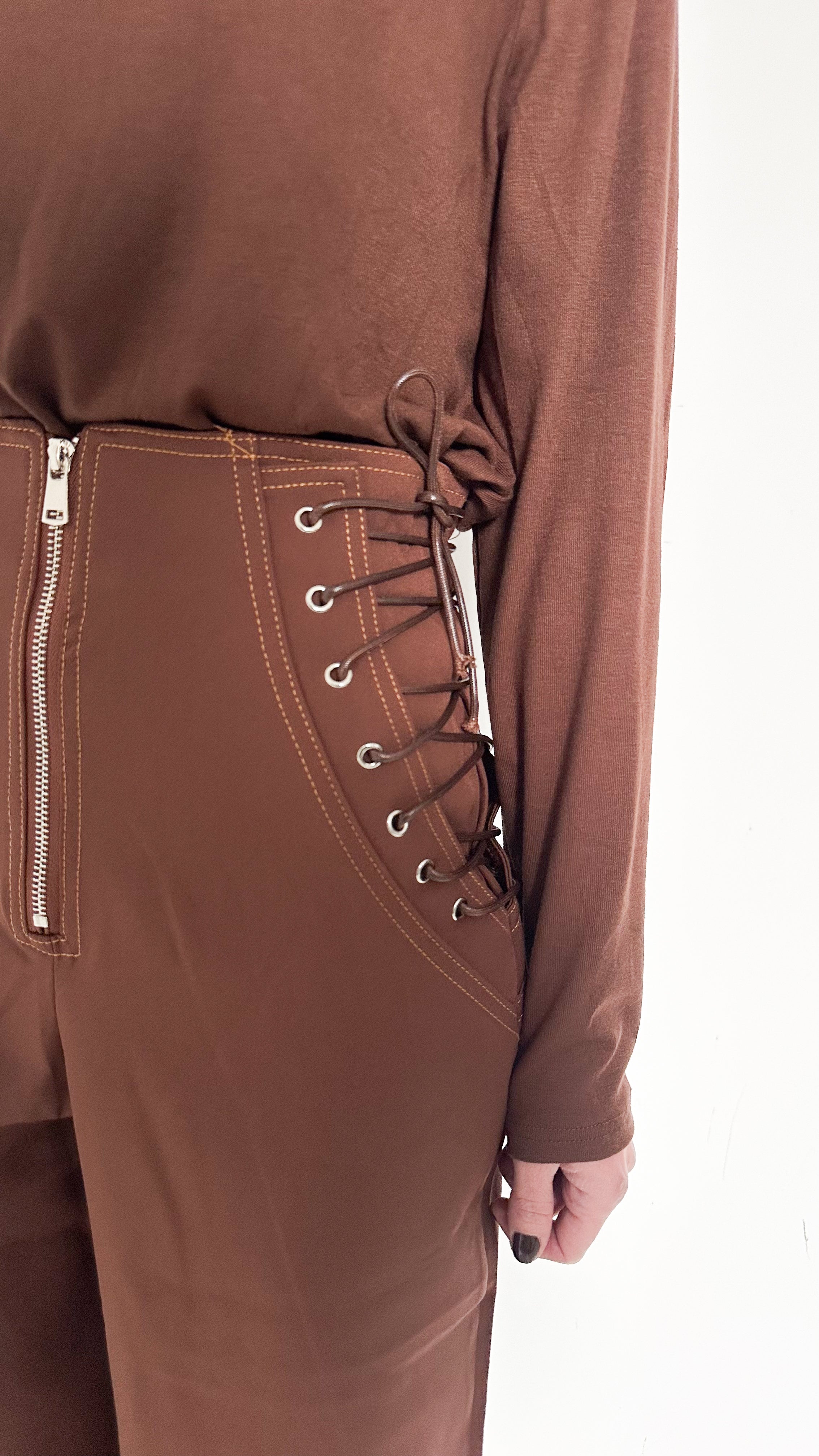Pantaloni Marroni Con Lacci