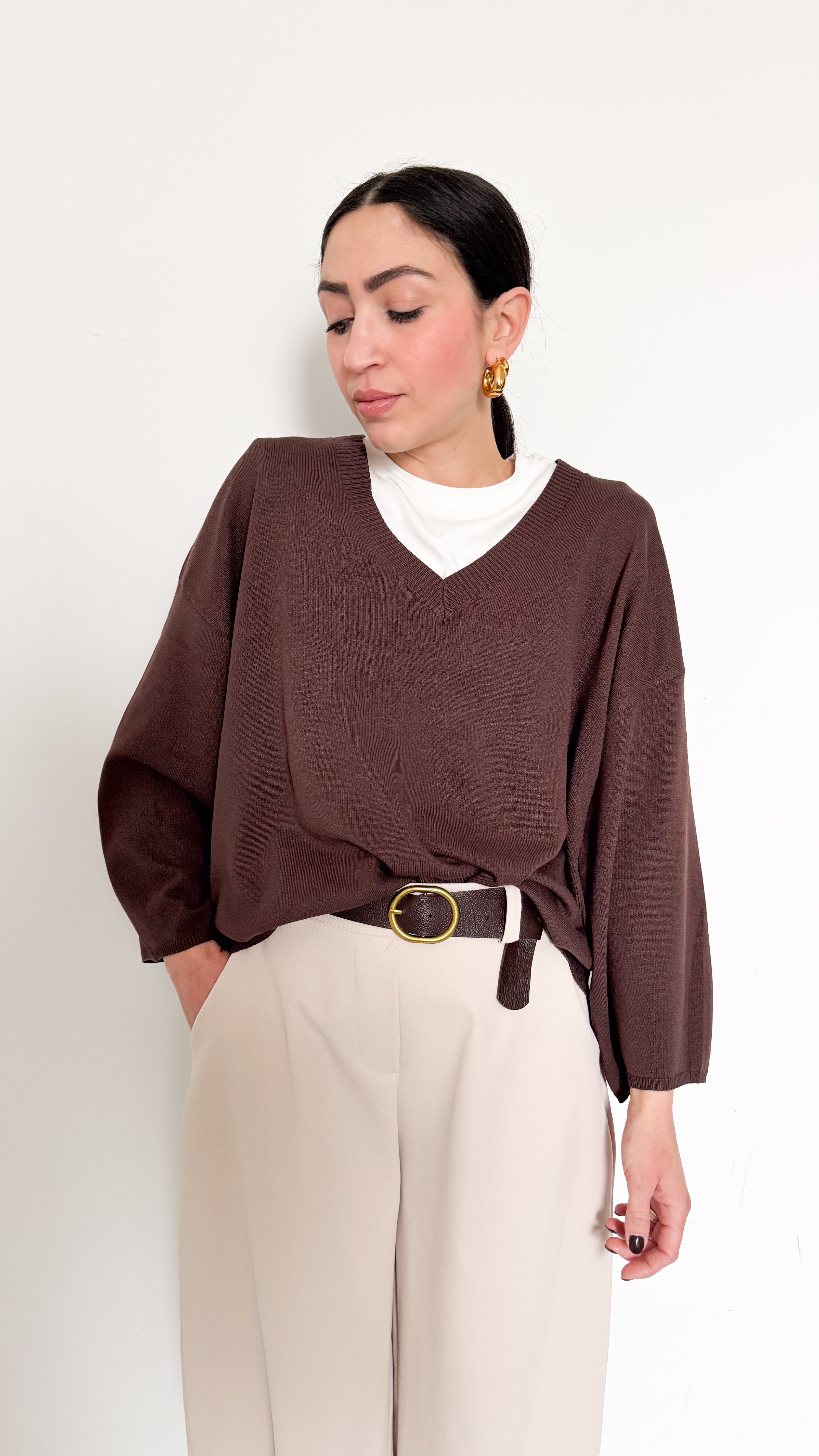 Pull Scollo A Punta Marrone