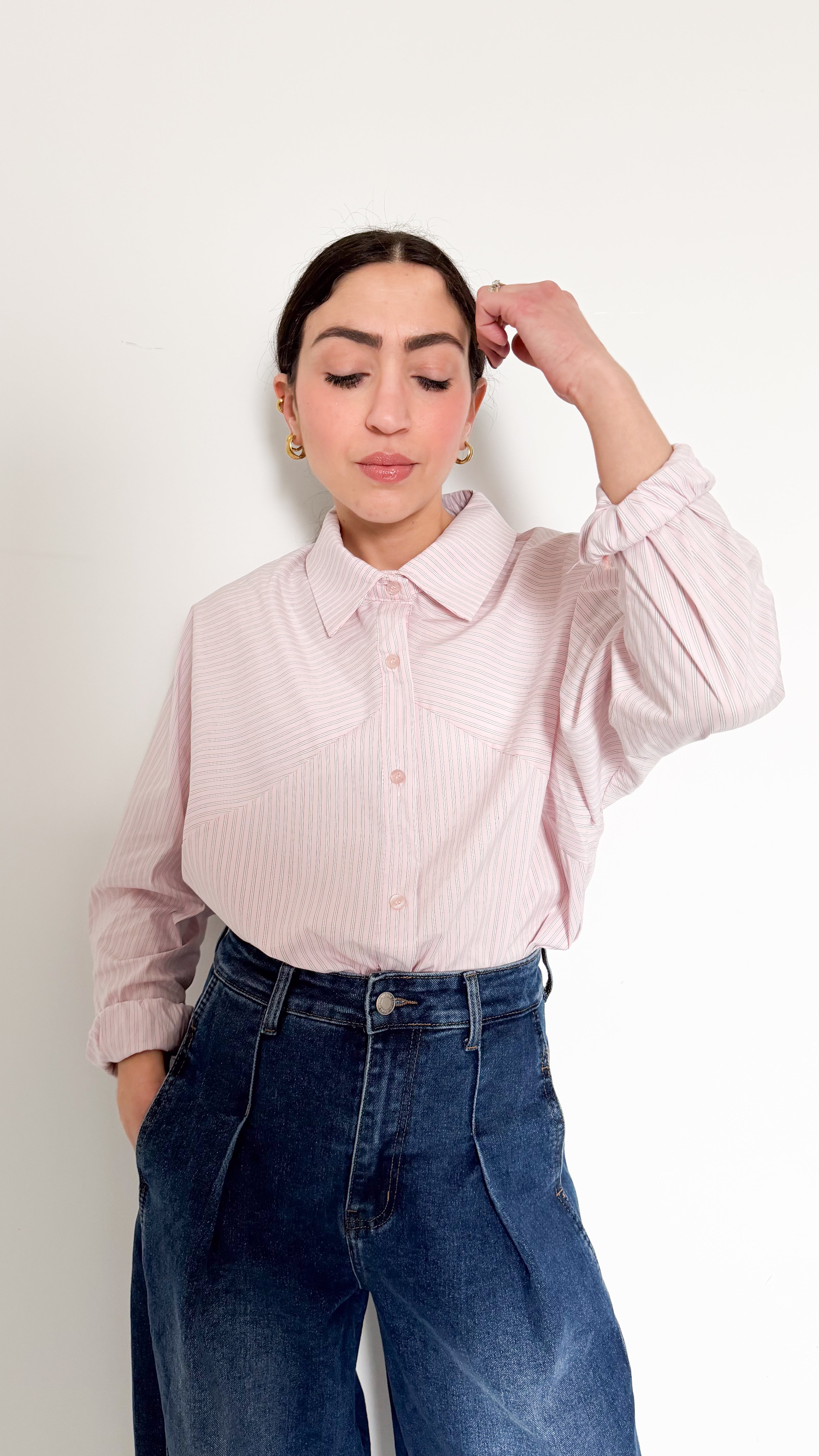 Camicia Over A Righe Rosa