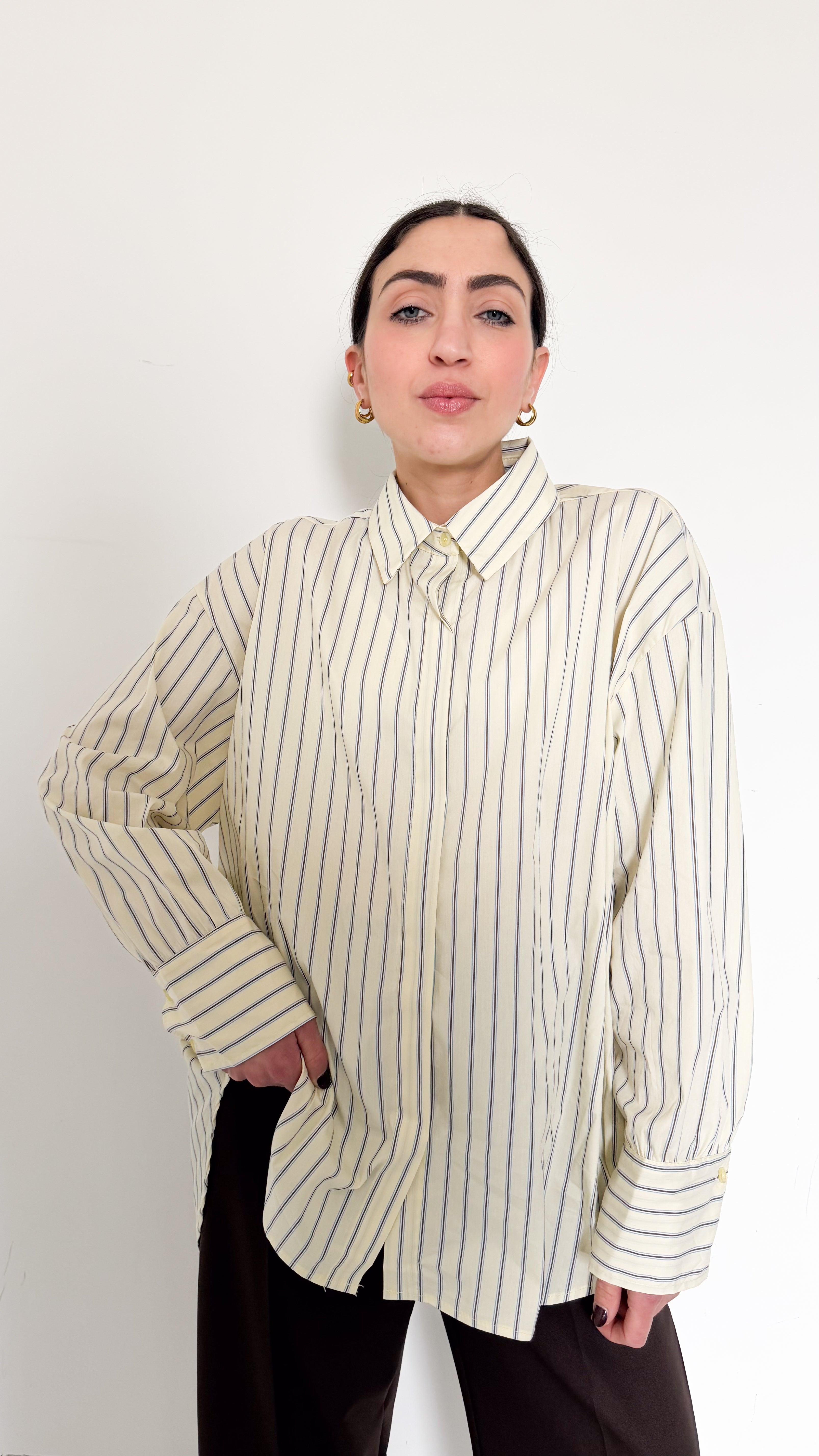 Camicia Over Gialla A Righe