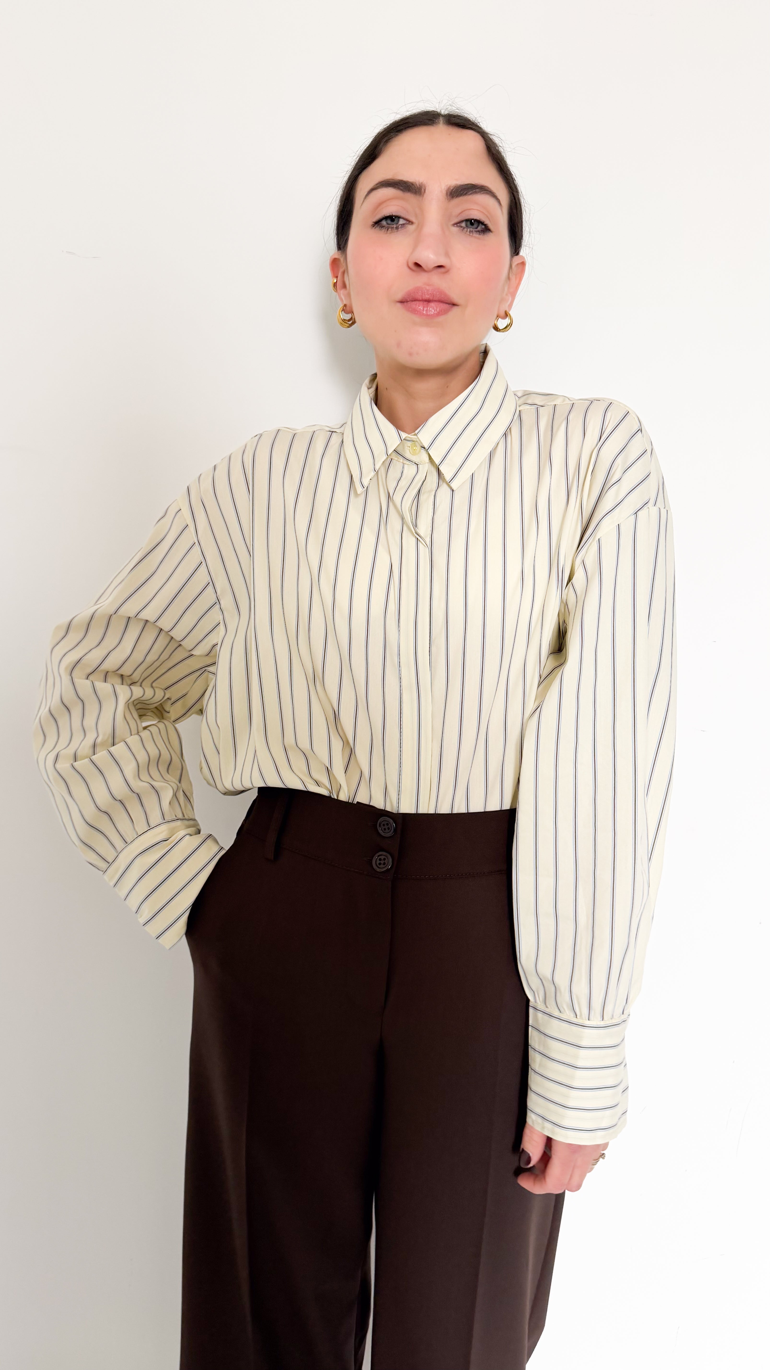 Camicia Over Gialla A Righe