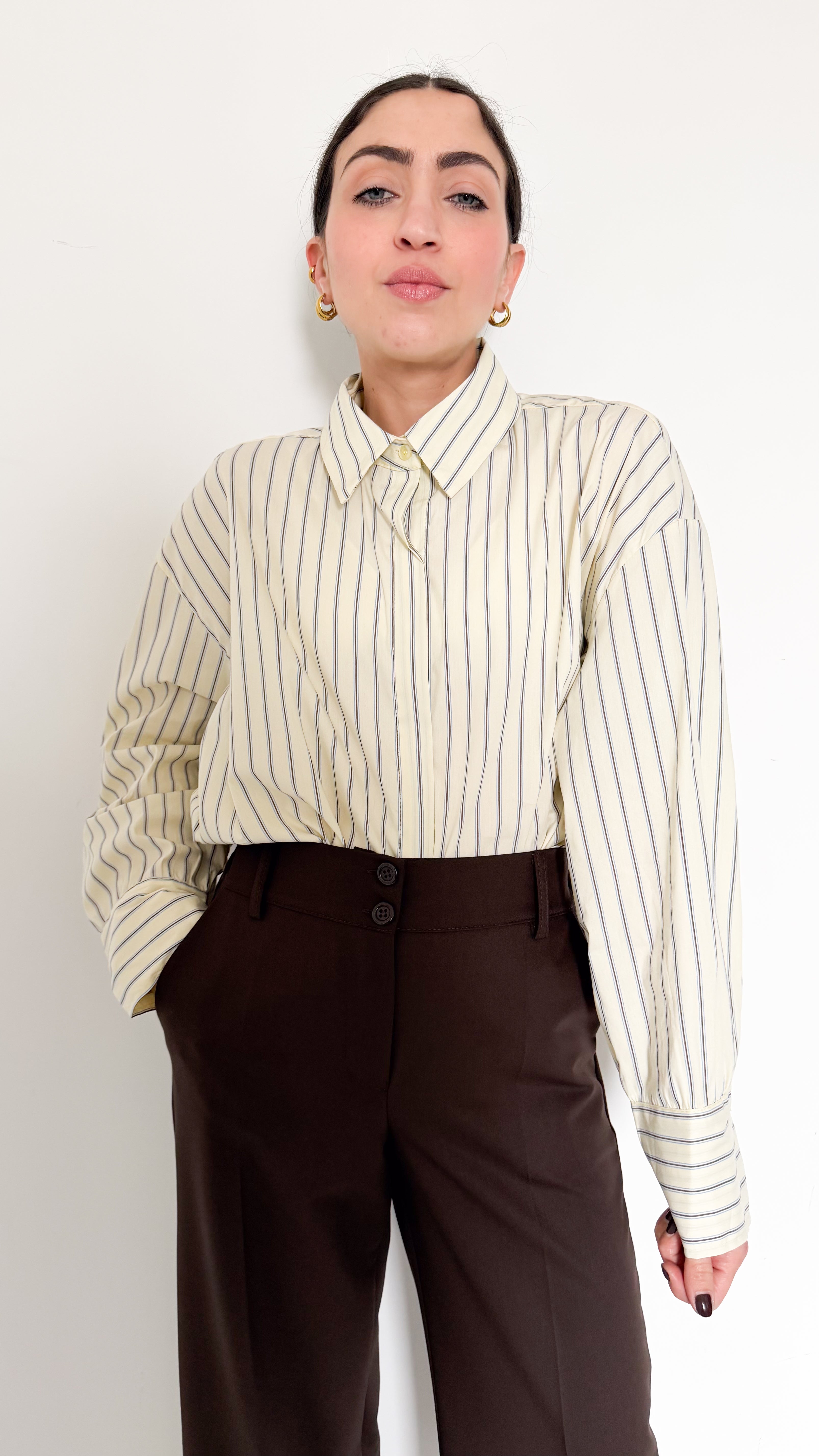 Camicia Over Gialla A Righe