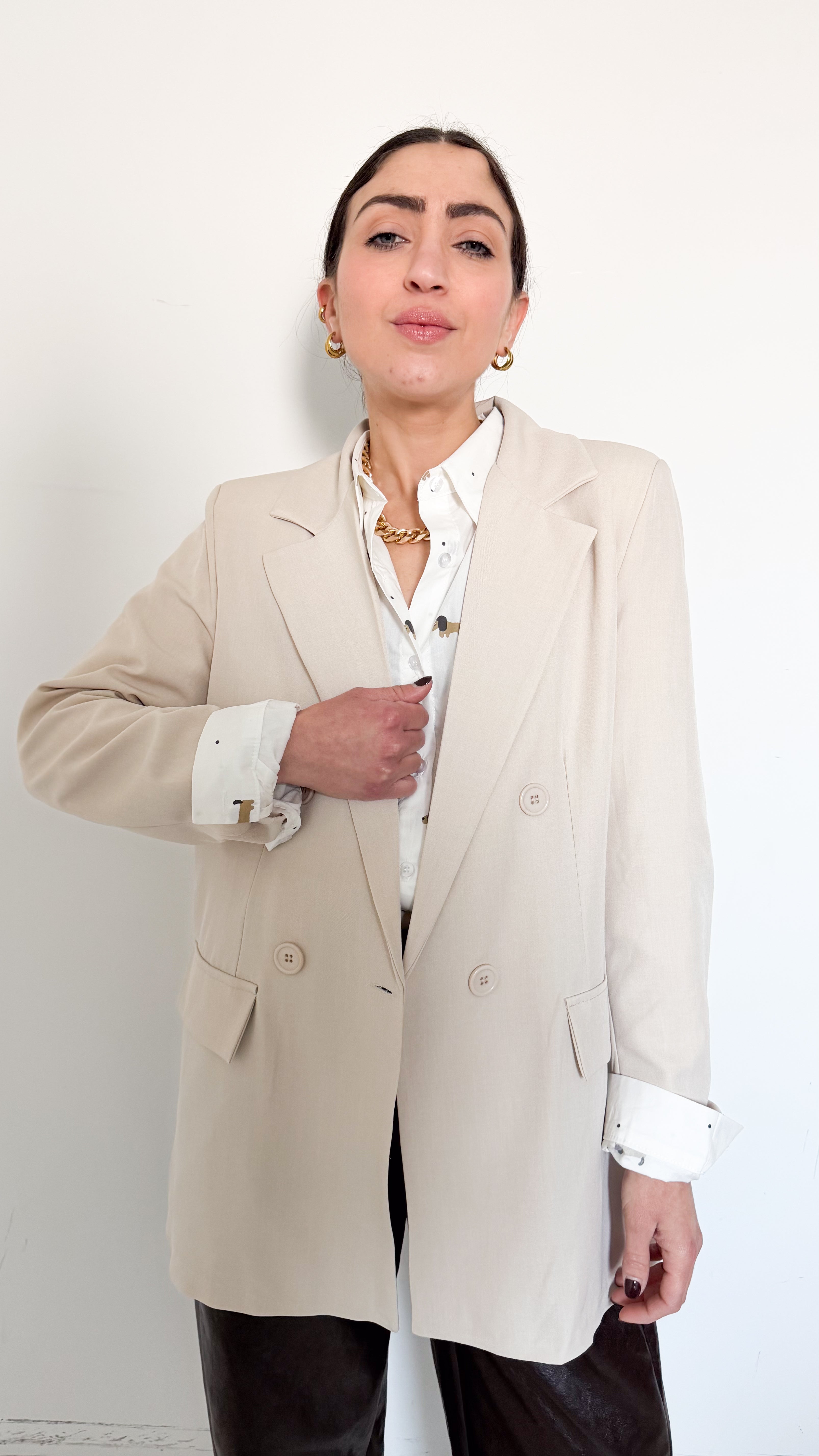Blazer Basic Doppiopetto Beige