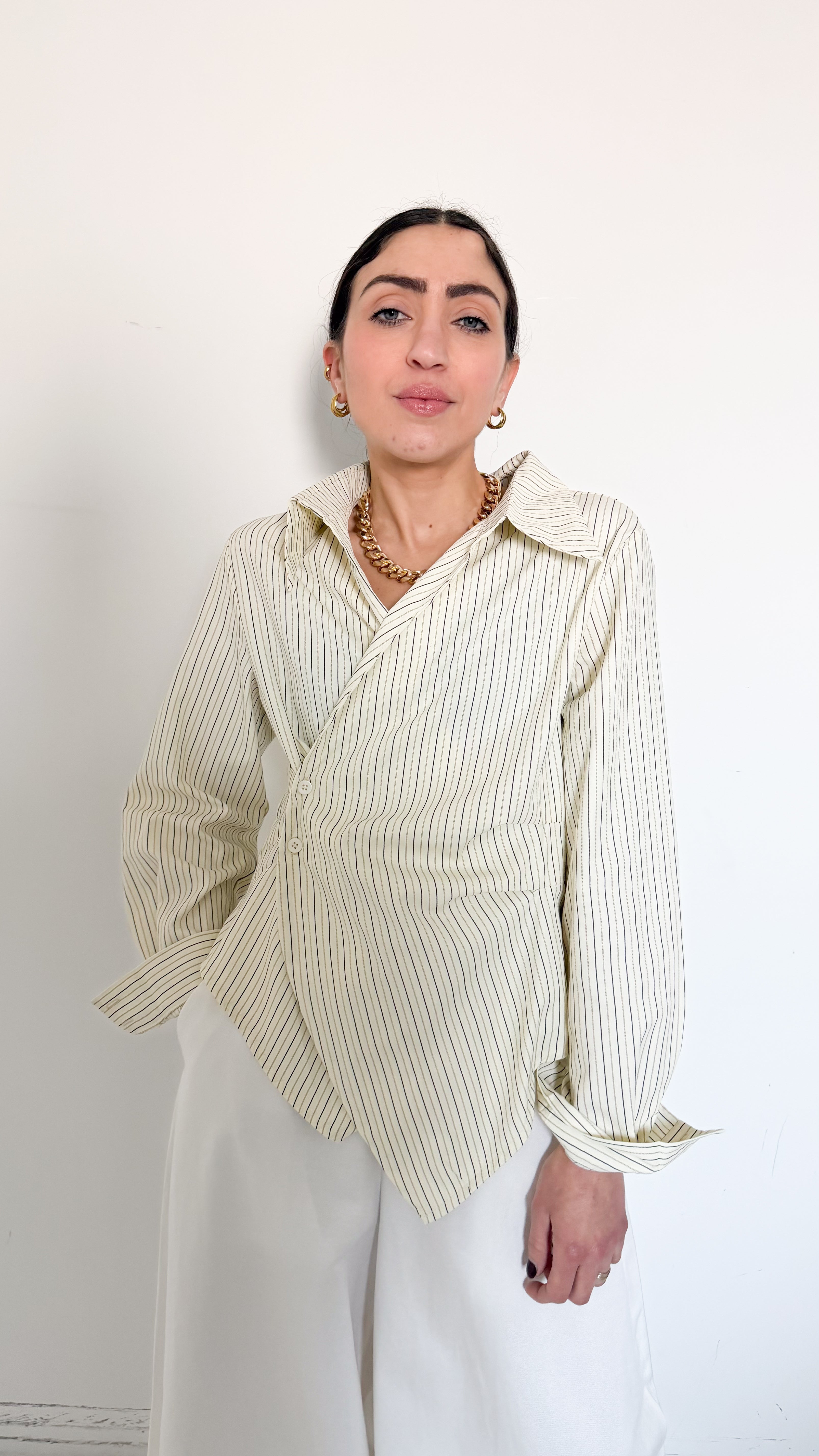 Camicia Gialla Con Drappeggio