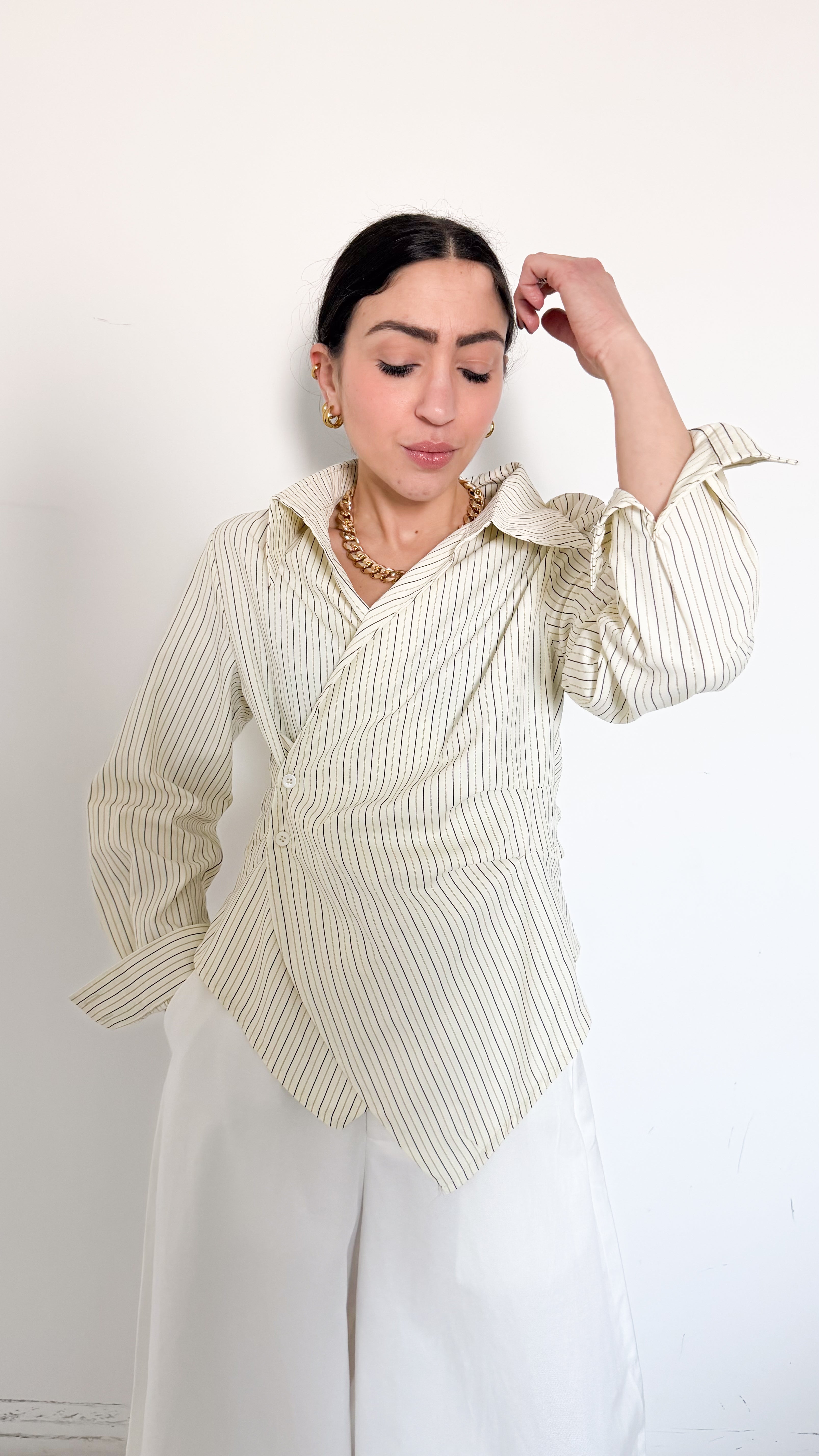 Camicia Gialla Con Drappeggio