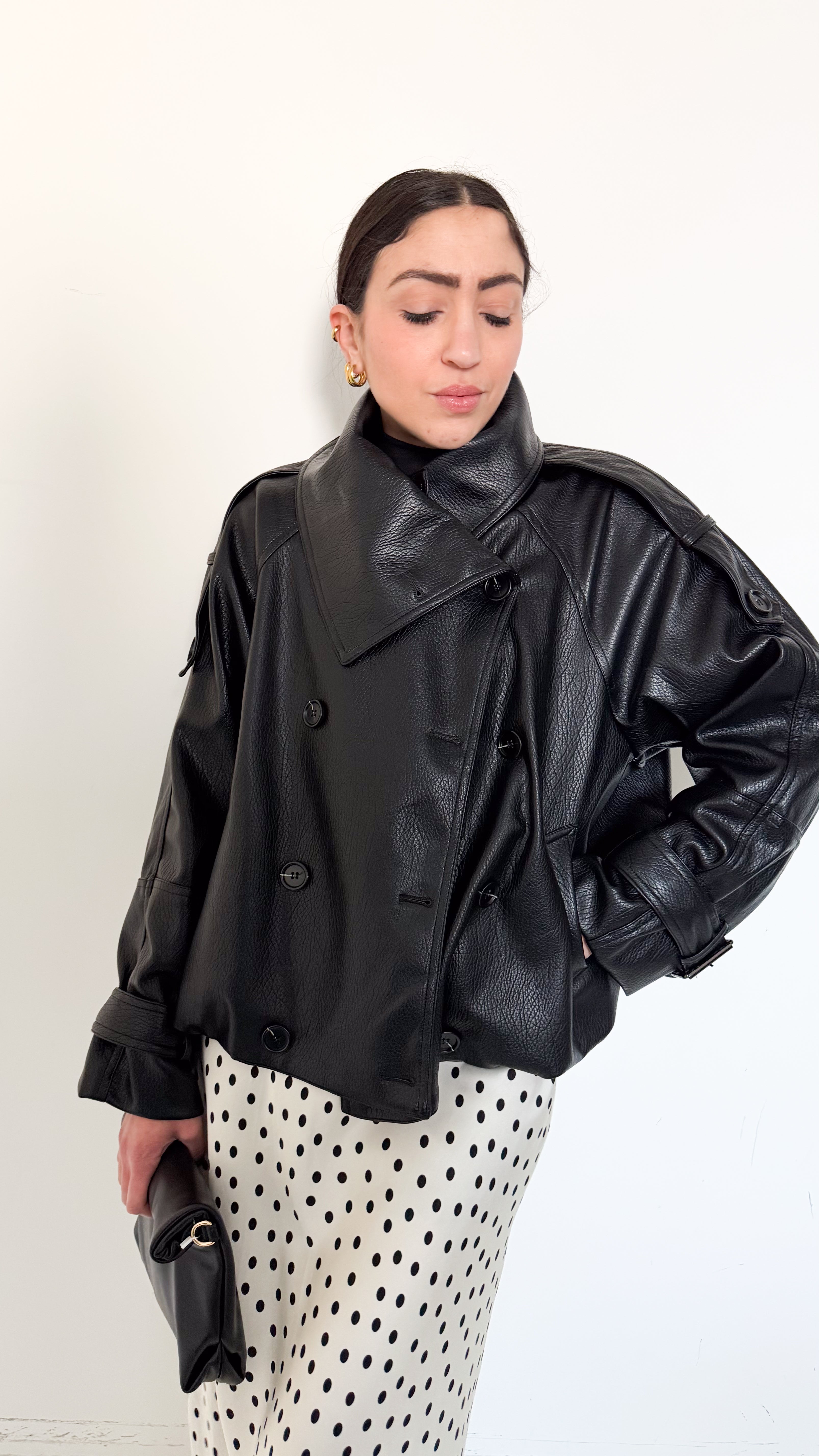 Giubbotto Nero In Ecopelle