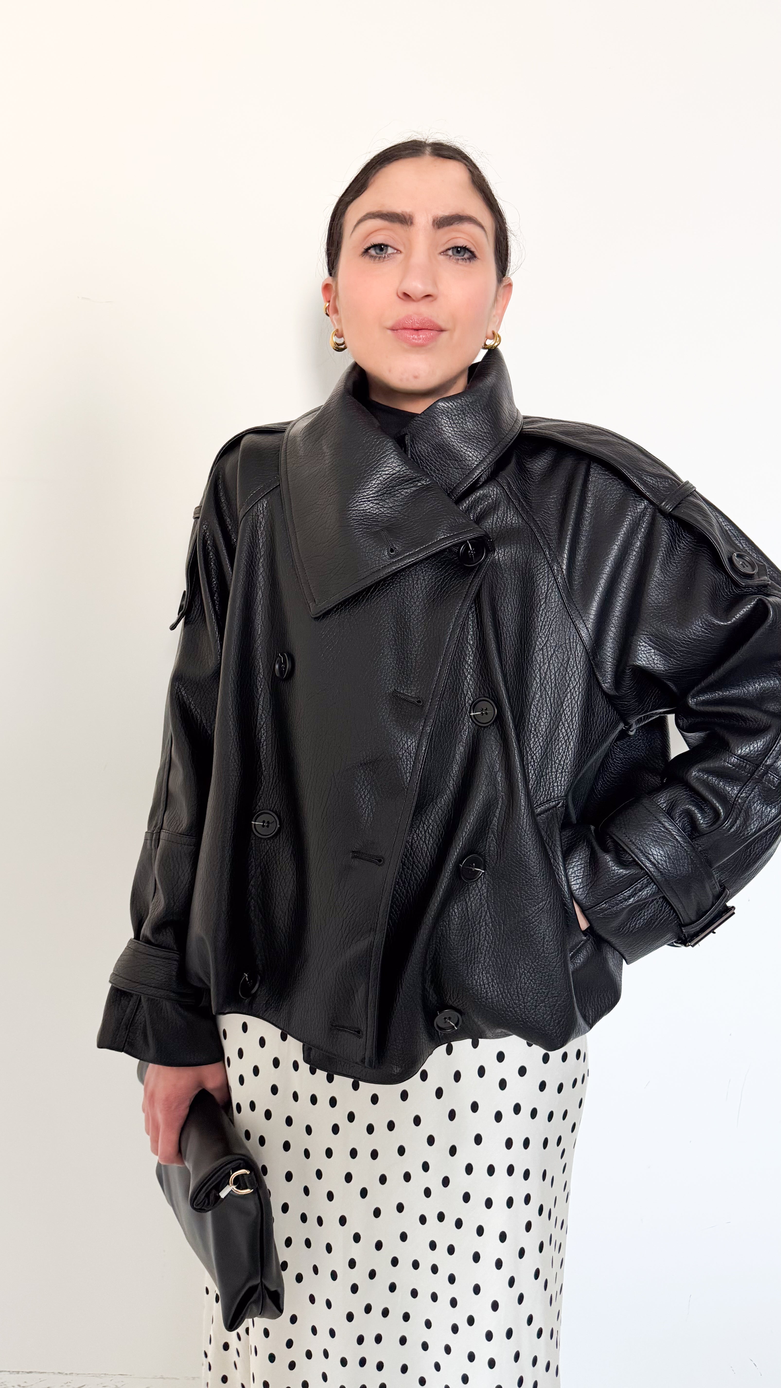 Giubbotto Nero In Ecopelle