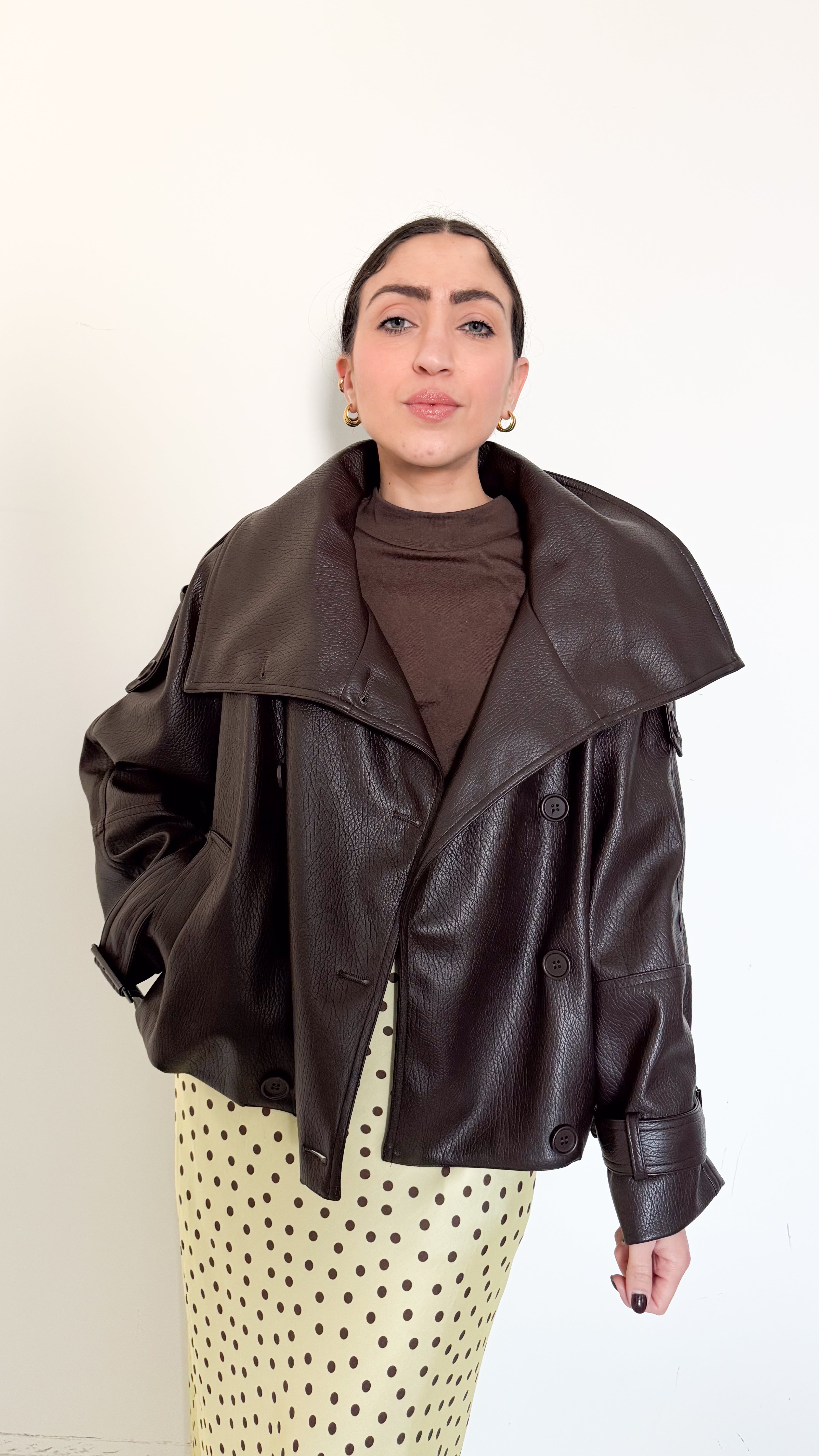 Giubbotto Marrone In Ecopelle