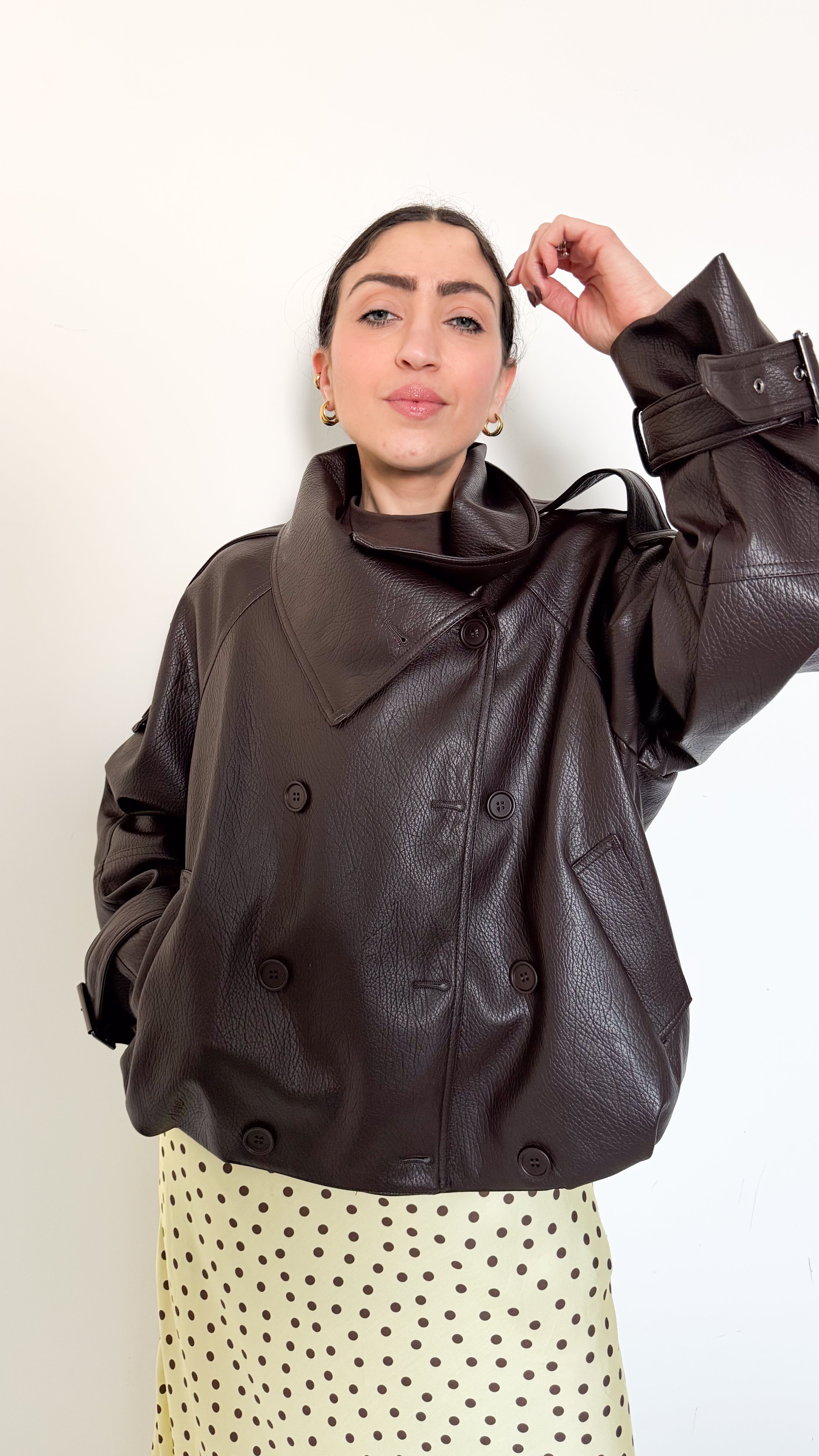 Giubbotto Marrone In Ecopelle