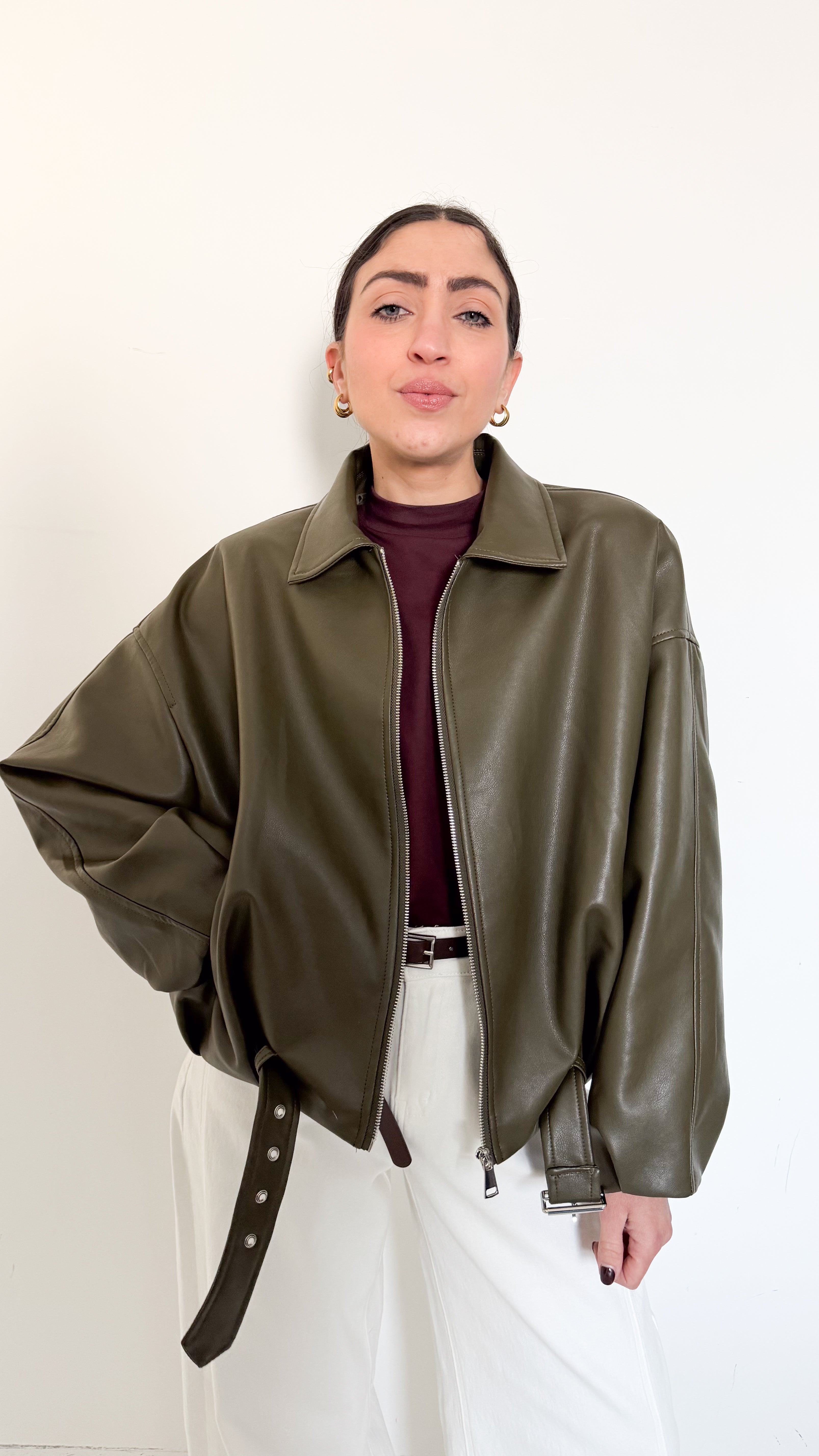 Giacca Verde In Ecopelle