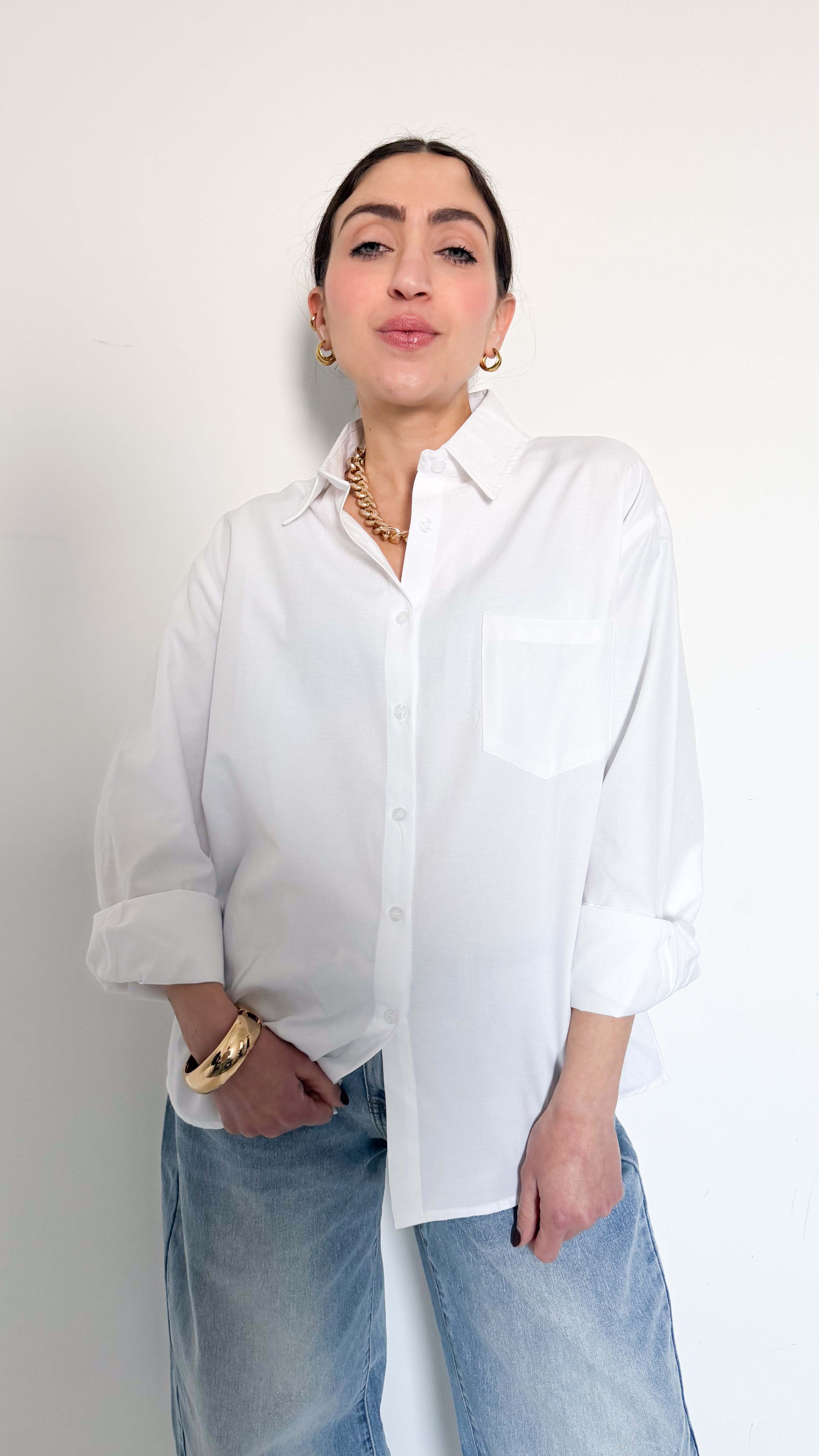 Camicia Bianca Con Tasca