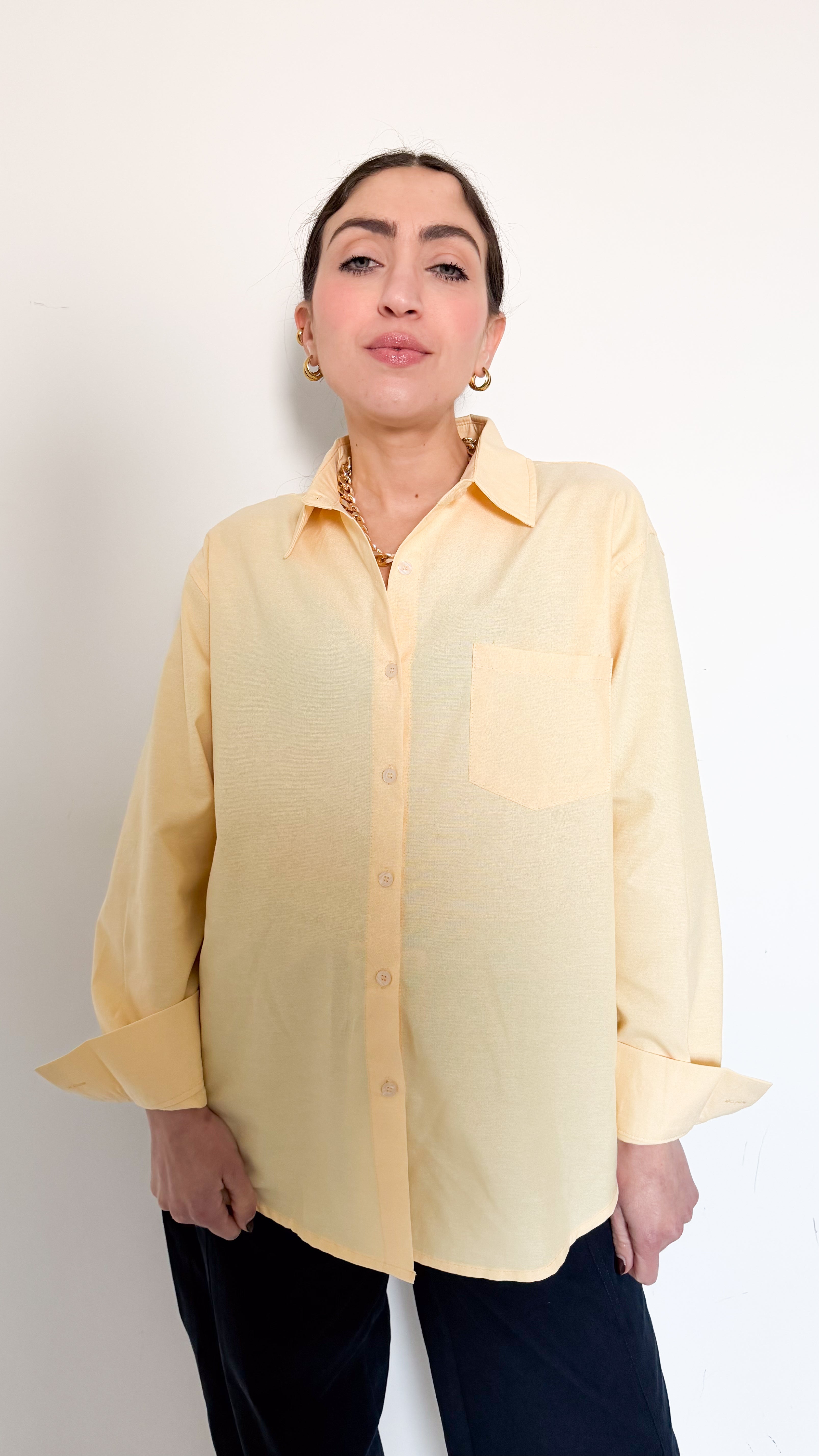 Camicia Gialla Con Tasca