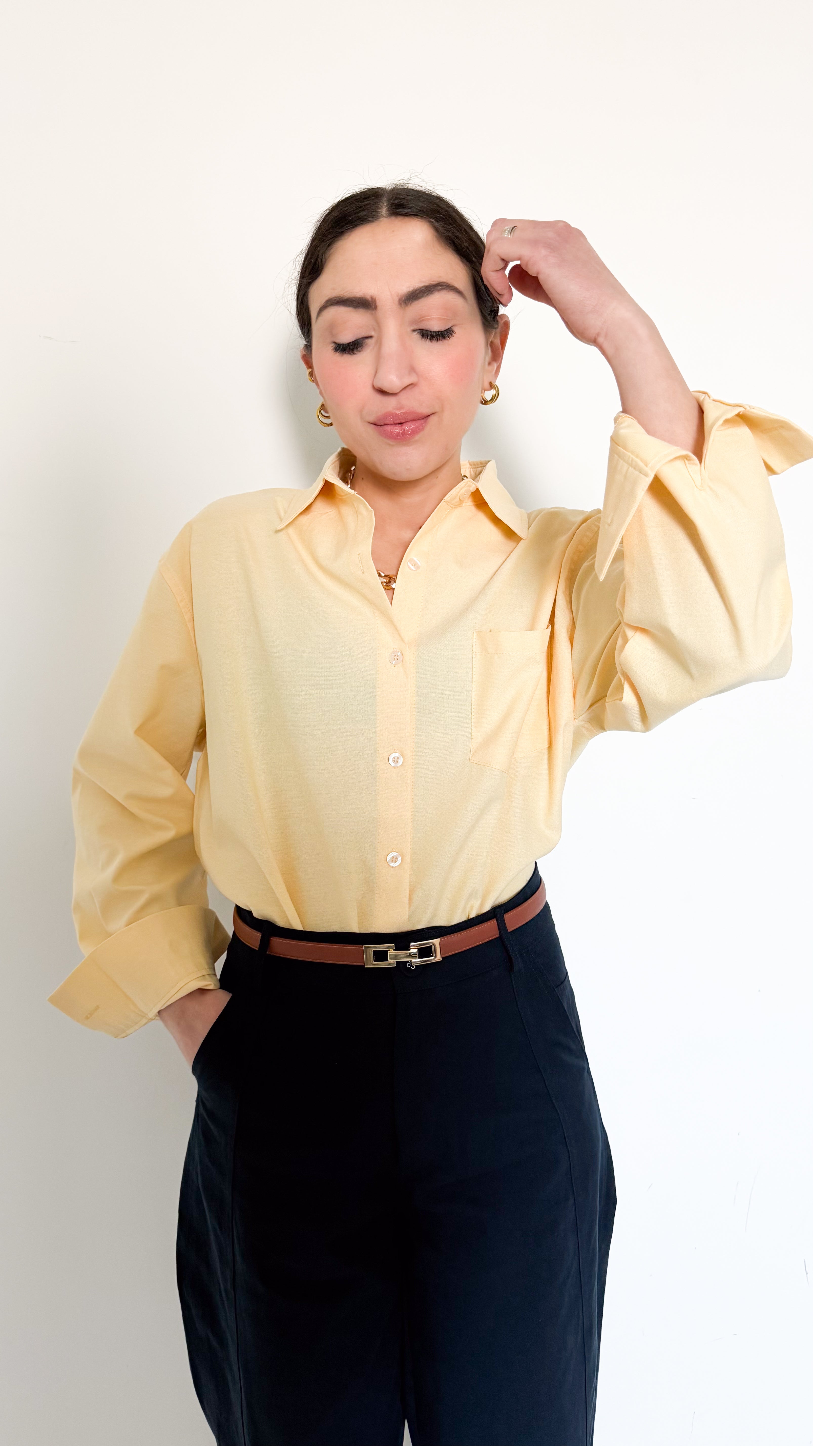 Camicia Gialla Con Tasca