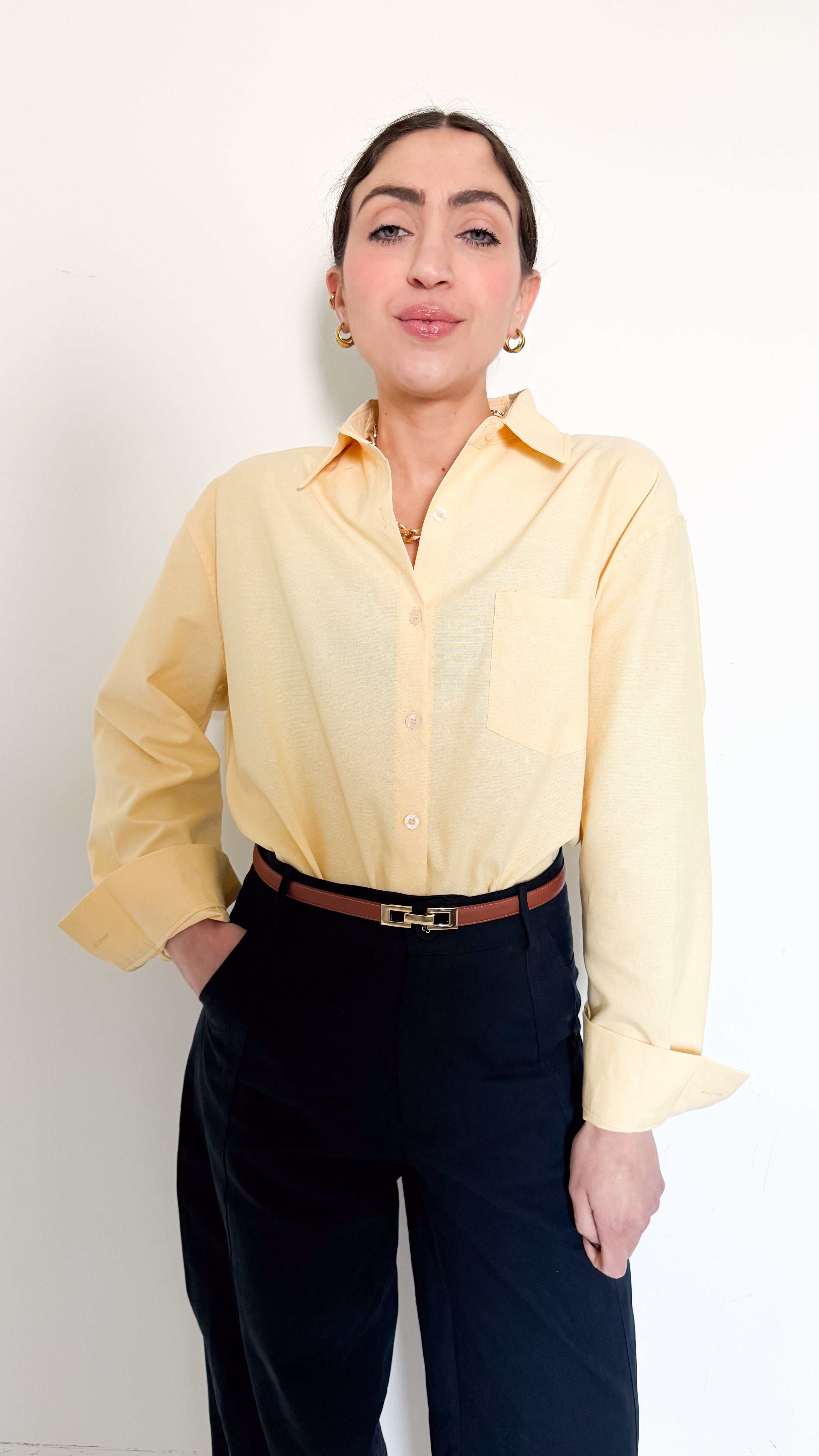 Camicia Gialla Con Tasca